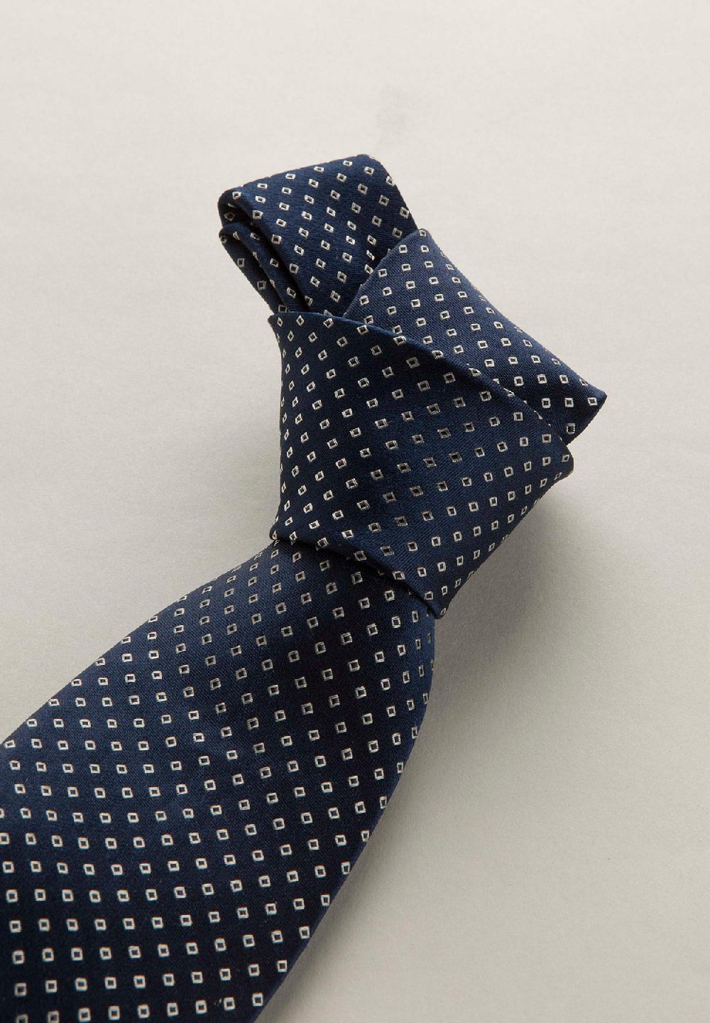 Angelico Cravatta blu navy microdisegno seta Vendite Flash