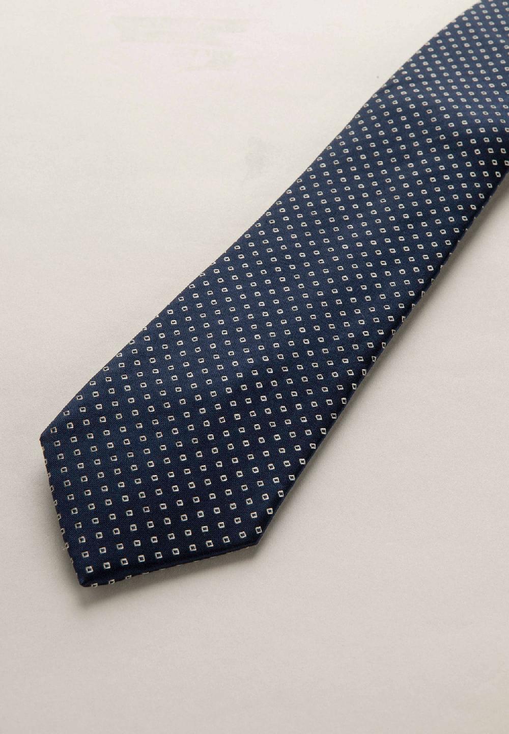 Angelico Cravatta blu navy microdisegno seta Vendite Flash