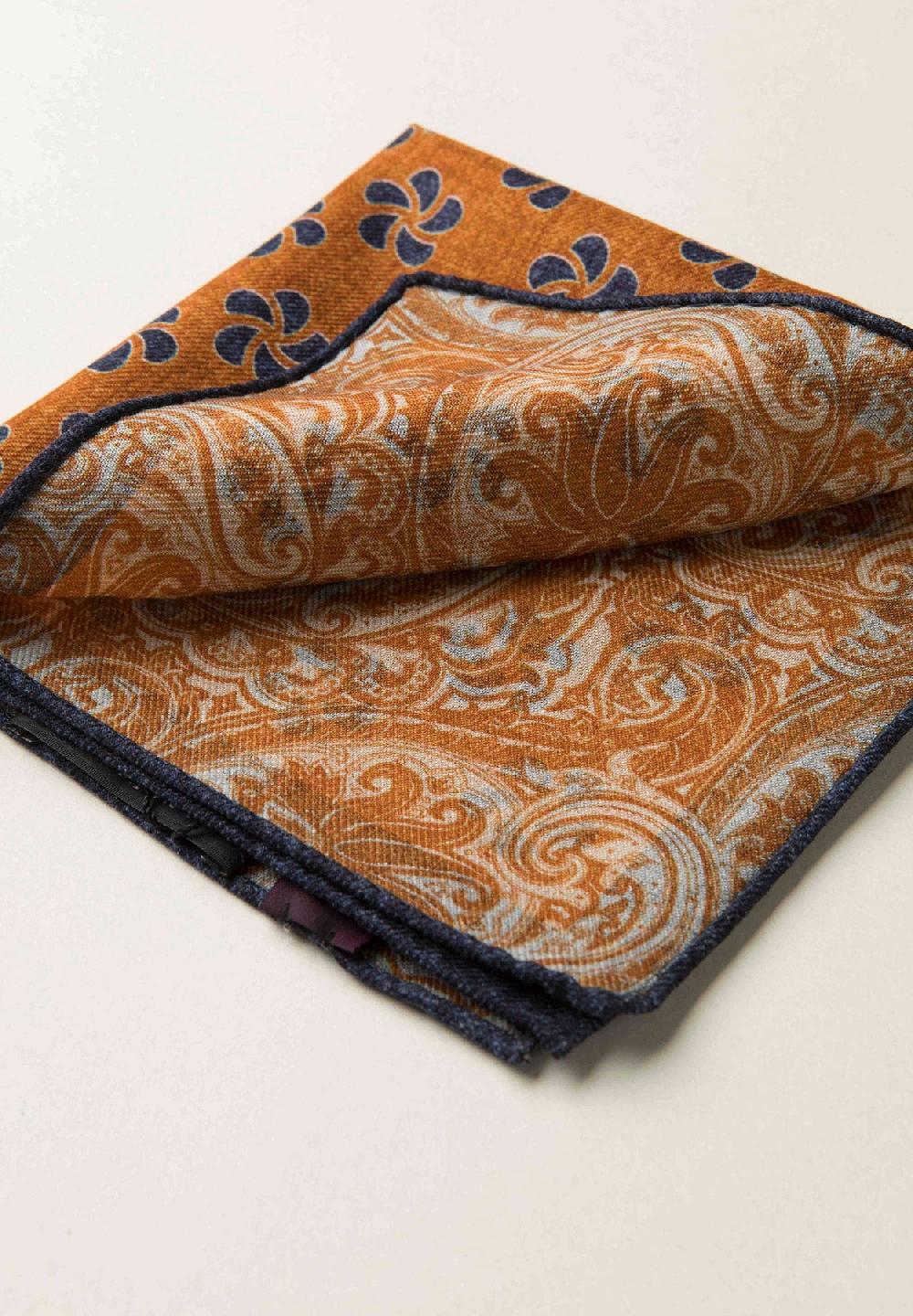 Angelico Pochette arancione blu fronte retro lana Moda
