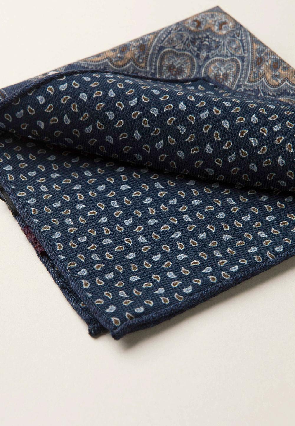 Angelico Pochette blu navy fronte retro lana 2025
