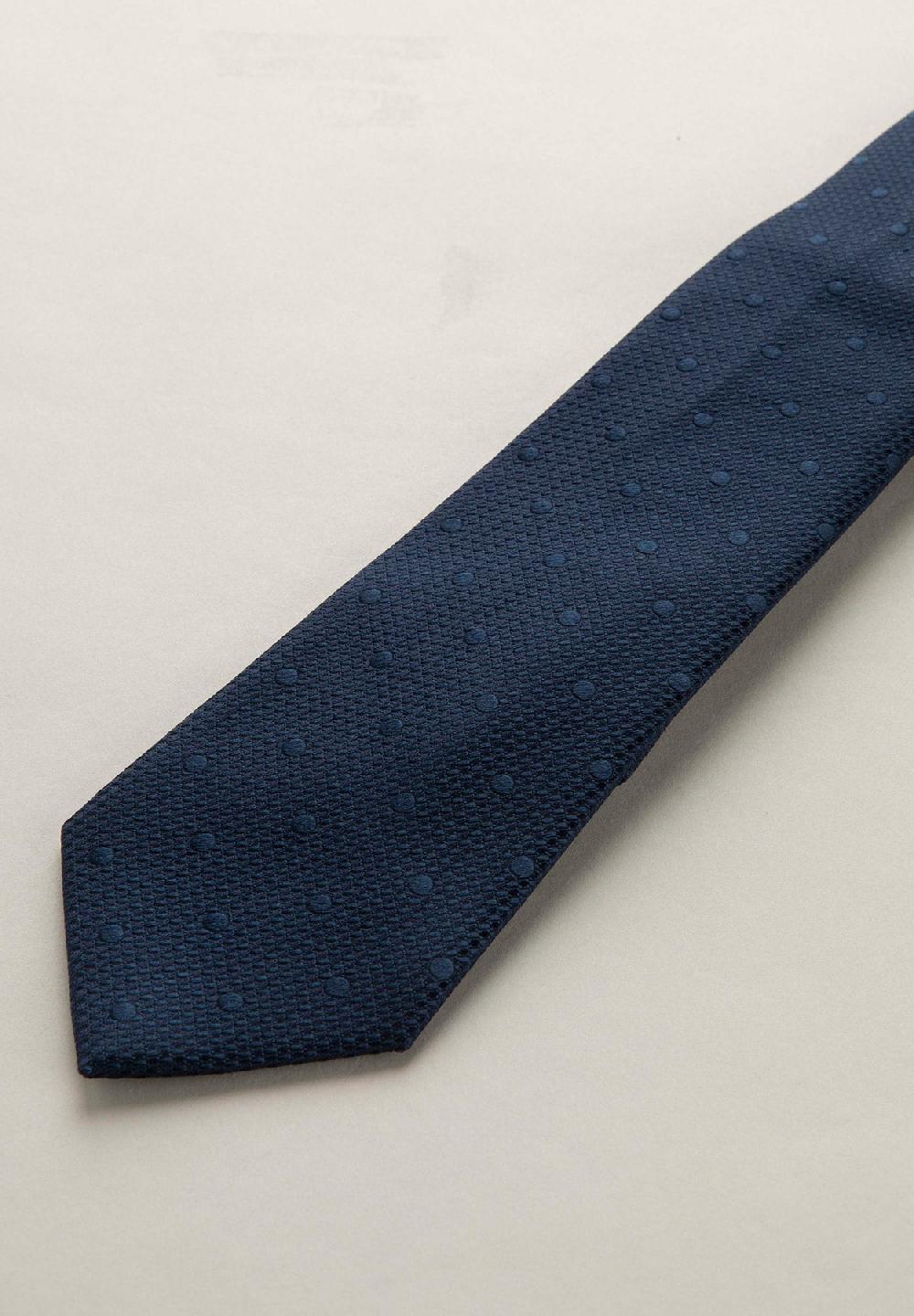 Angelico Cravatta blu pois seta armaturata Qualità