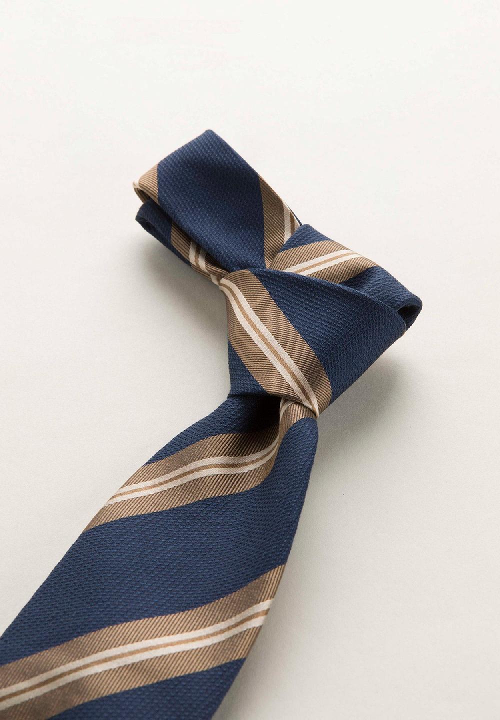 Angelico Cravatta blu nocciola regimental seta cotone Qualità Garantita