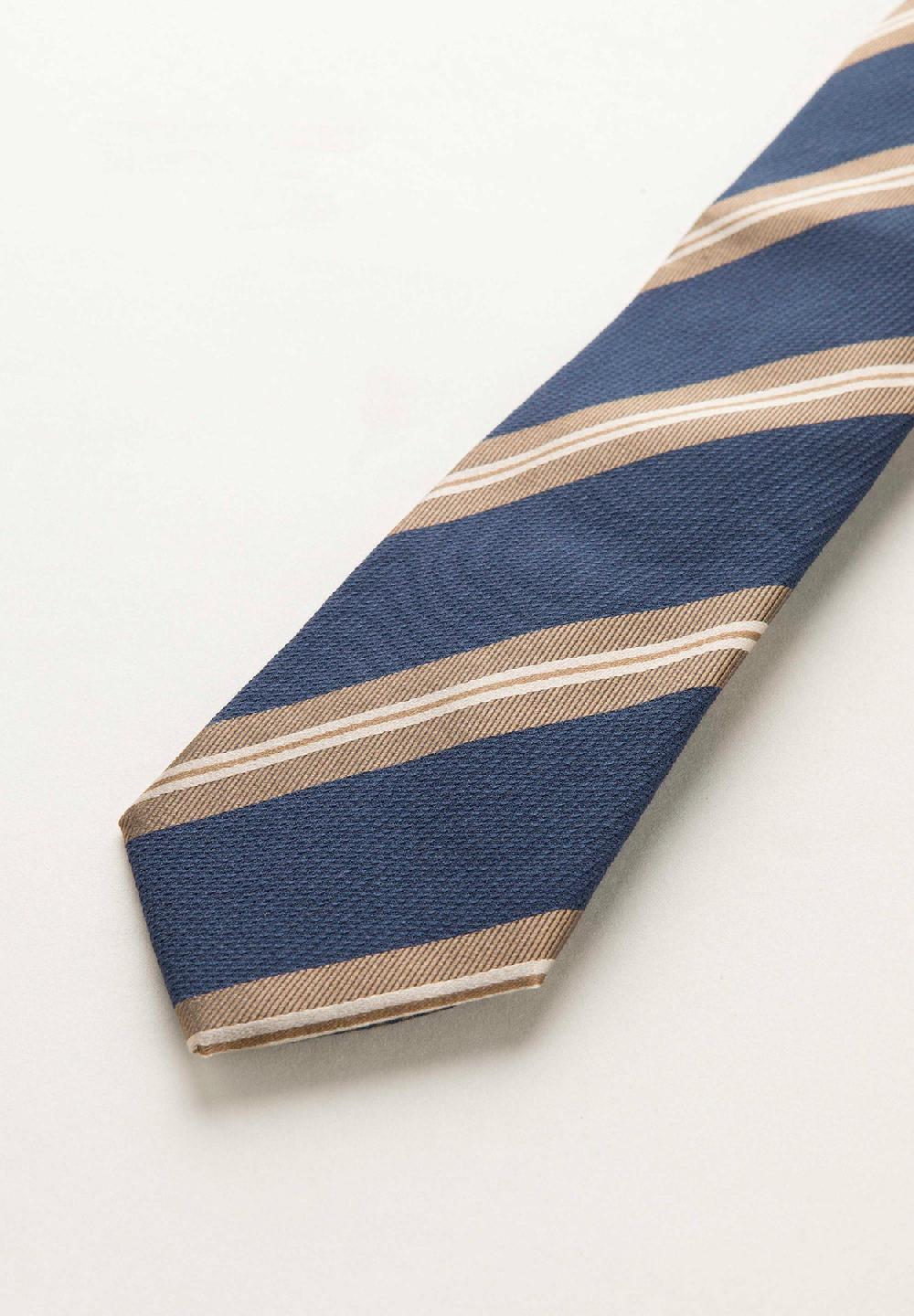 Angelico Cravatta blu nocciola regimental seta cotone Qualità Garantita