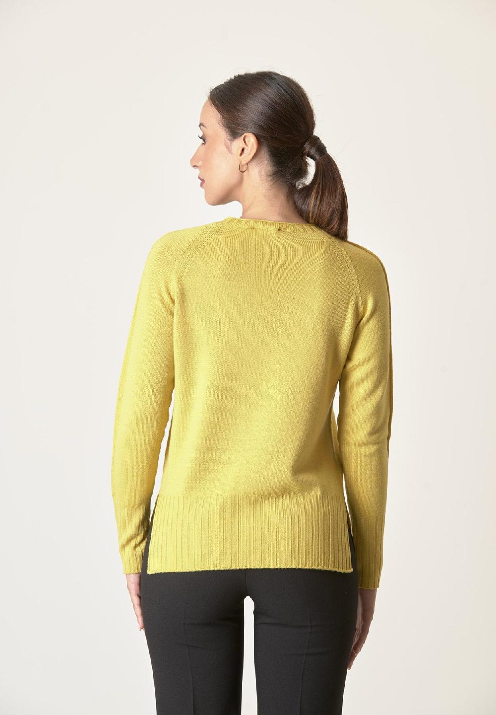 Angelico Girocollo giallo lana merinos con spacchi Outlet