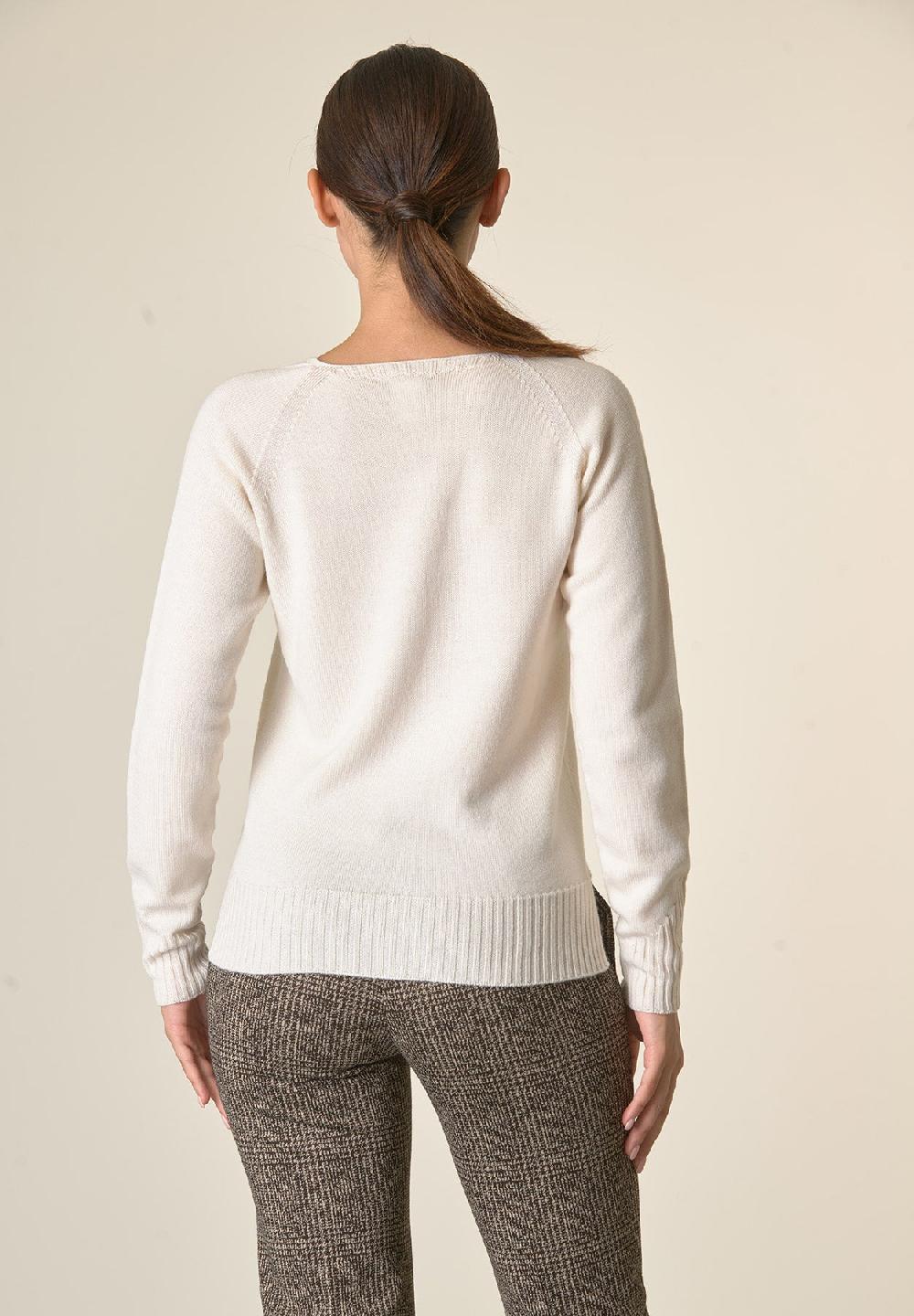 Angelico Cardigan ecrù lana merinos manica raglan Vendita Calda