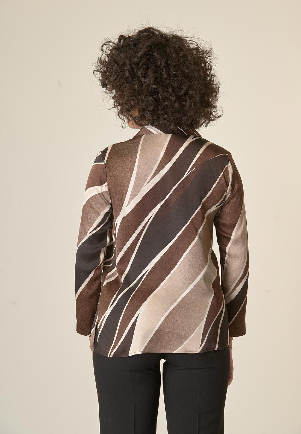 Angelico Camicia marrone fantasia panna scollo V In Linea