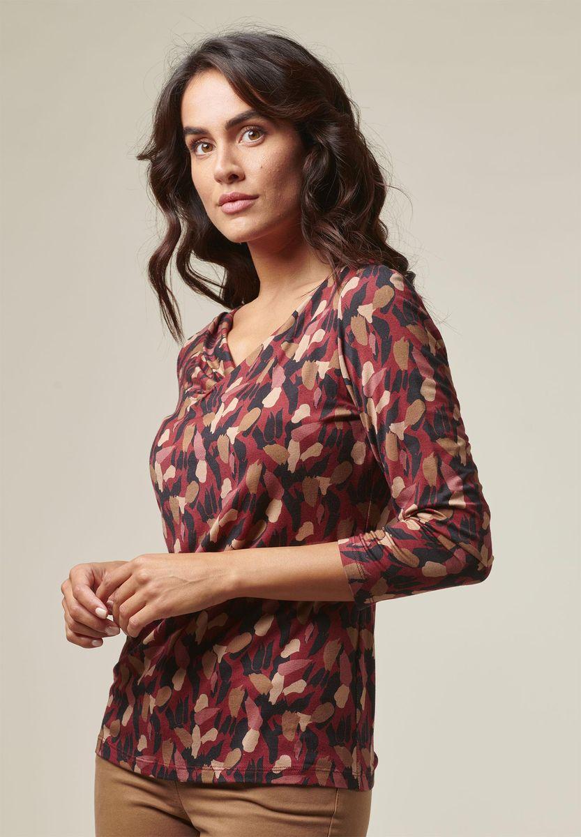 Angelico Blusa vinaccia-beige fantasia foliage Soddisfazione Garantita