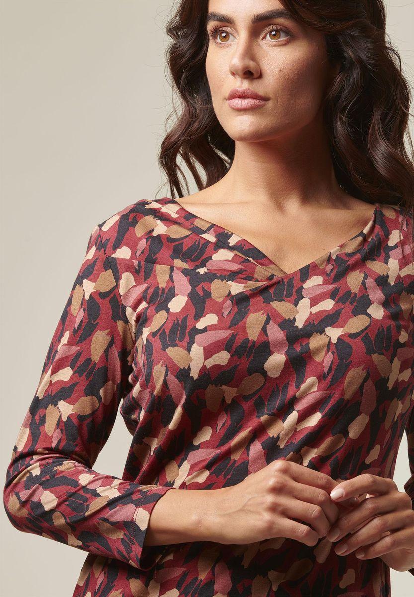 Angelico Blusa vinaccia-beige fantasia foliage Soddisfazione Garantita