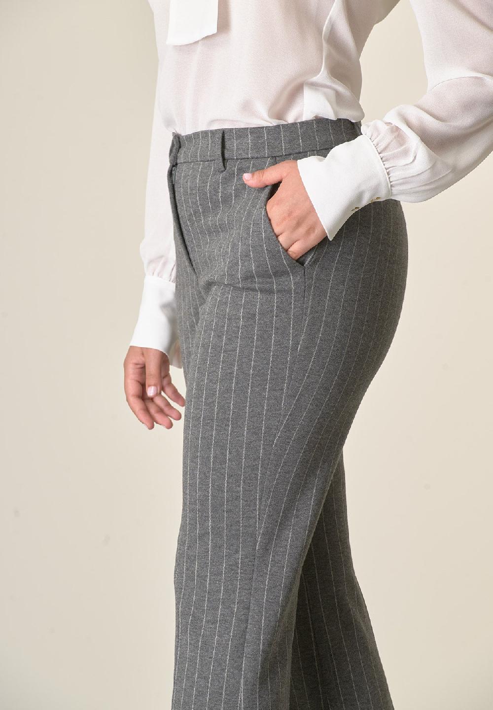Angelico Pantalone grigio scuro gessato zampa Qualità Garantita