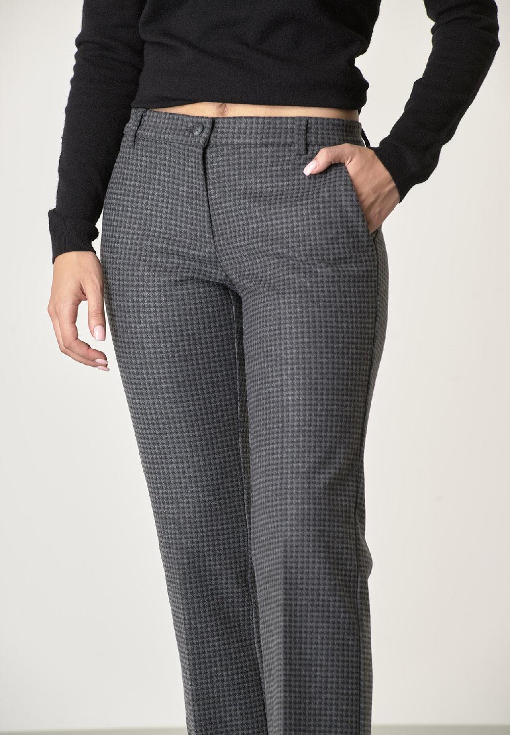 Angelico Pantalone grigio scuro fantasia rombi con risvolto Consegna Veloce