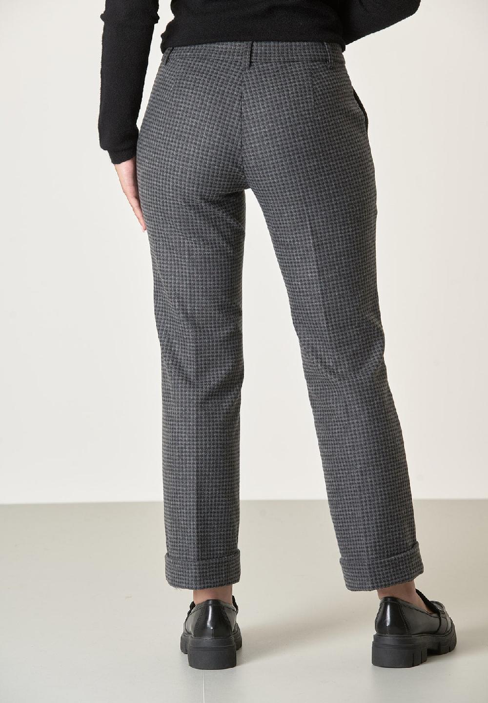 Angelico Pantalone grigio scuro fantasia rombi con risvolto Consegna Veloce