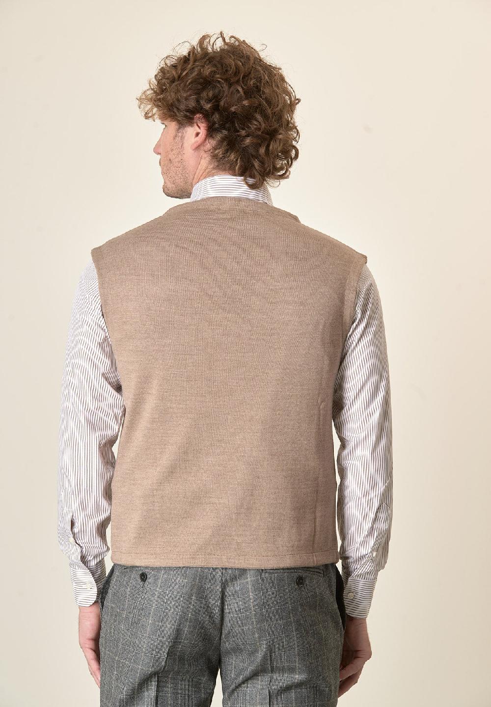 Angelico Gilet beige doppiopetto misto lana Sottocosto