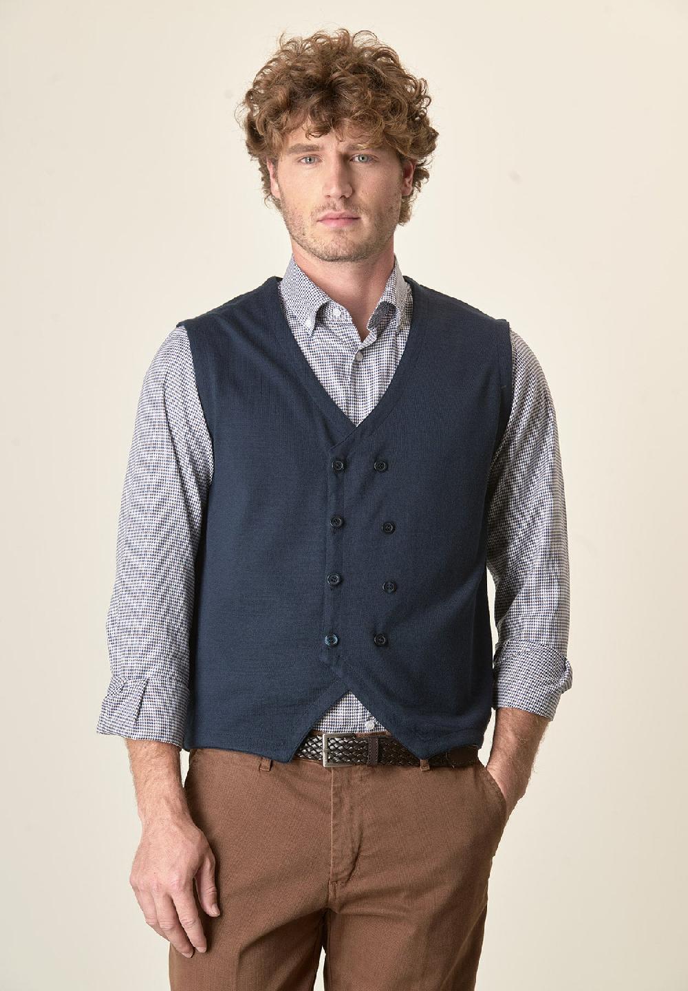 Angelico Gilet blu doppiopetto misto lana Convenienza
