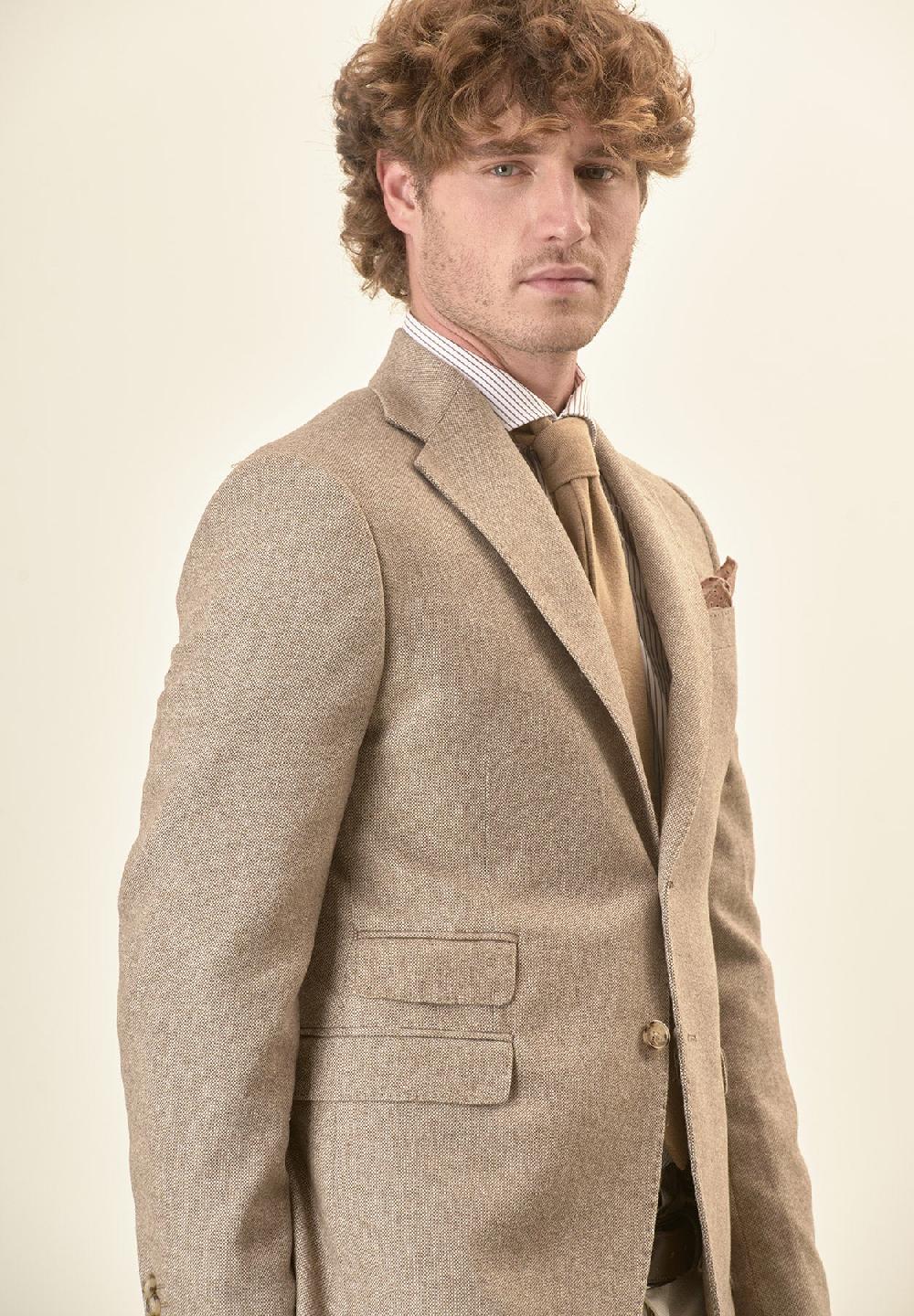 Angelico Giacca beige knickerbocker misto lana custom fit Sconto