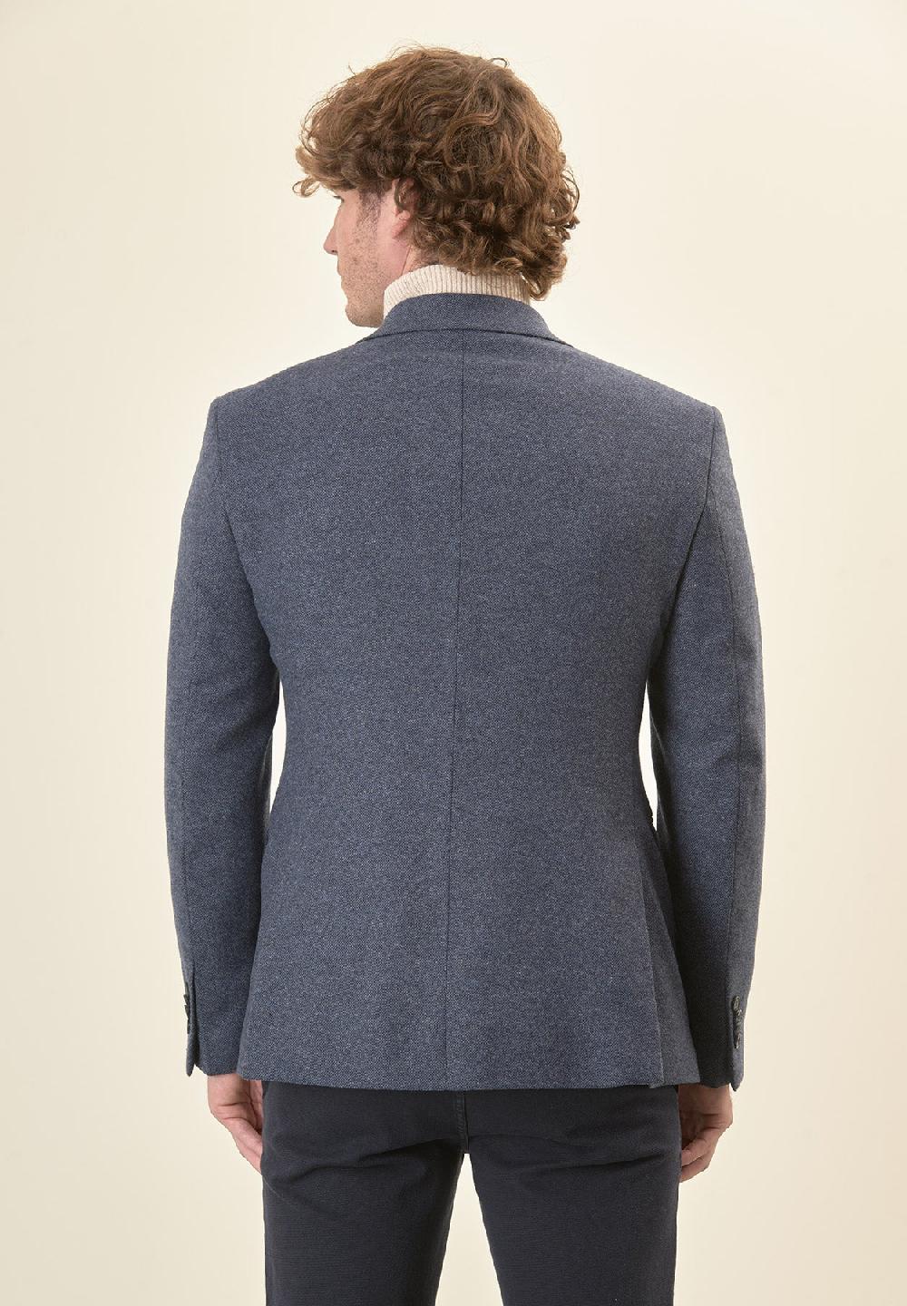 Angelico Giacca blu knickerbocker misto lana custom fit Offerta