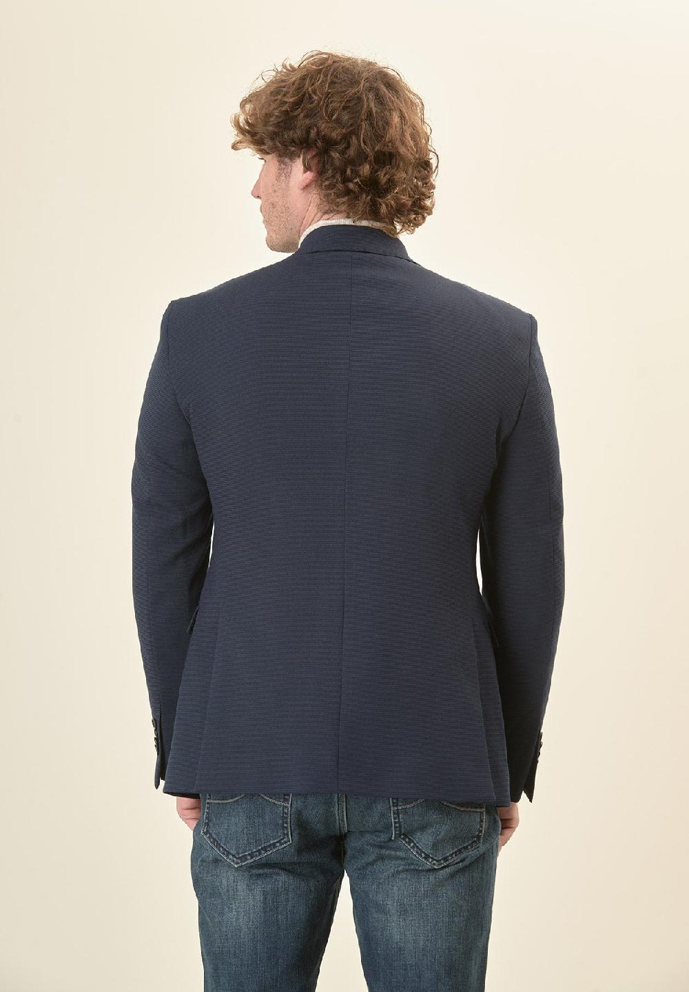 Angelico Giacca blu jersey armaturato custom fit Economico