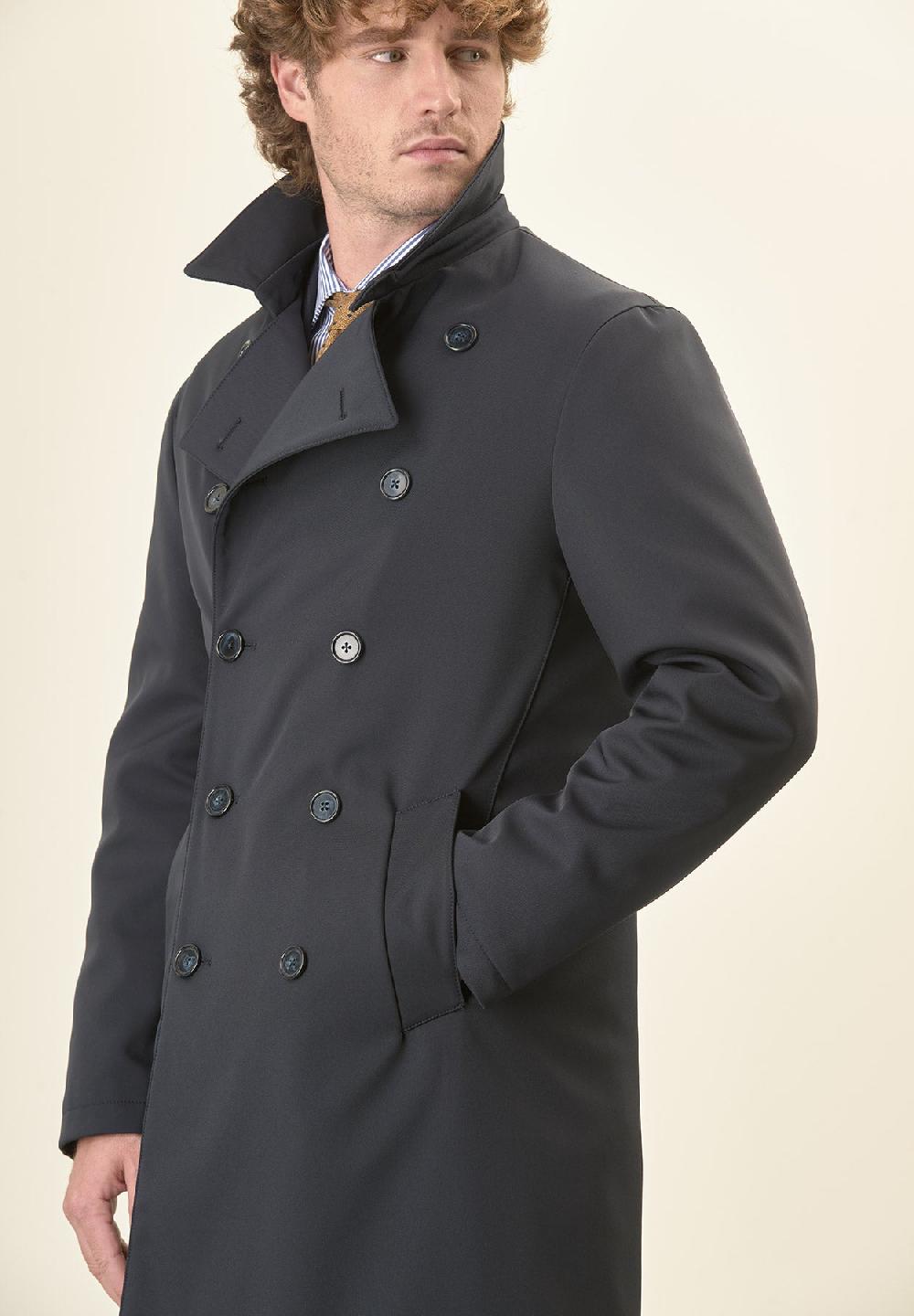 Angelico Trench blu doppiopetto con cintura Online