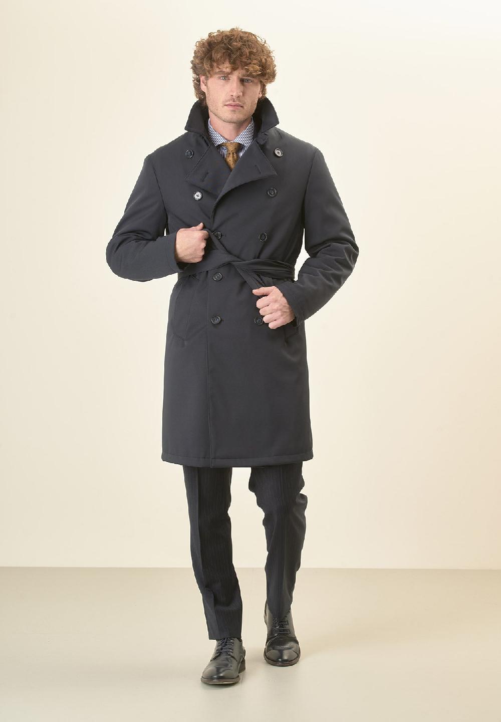 Angelico Trench blu doppiopetto con cintura Online
