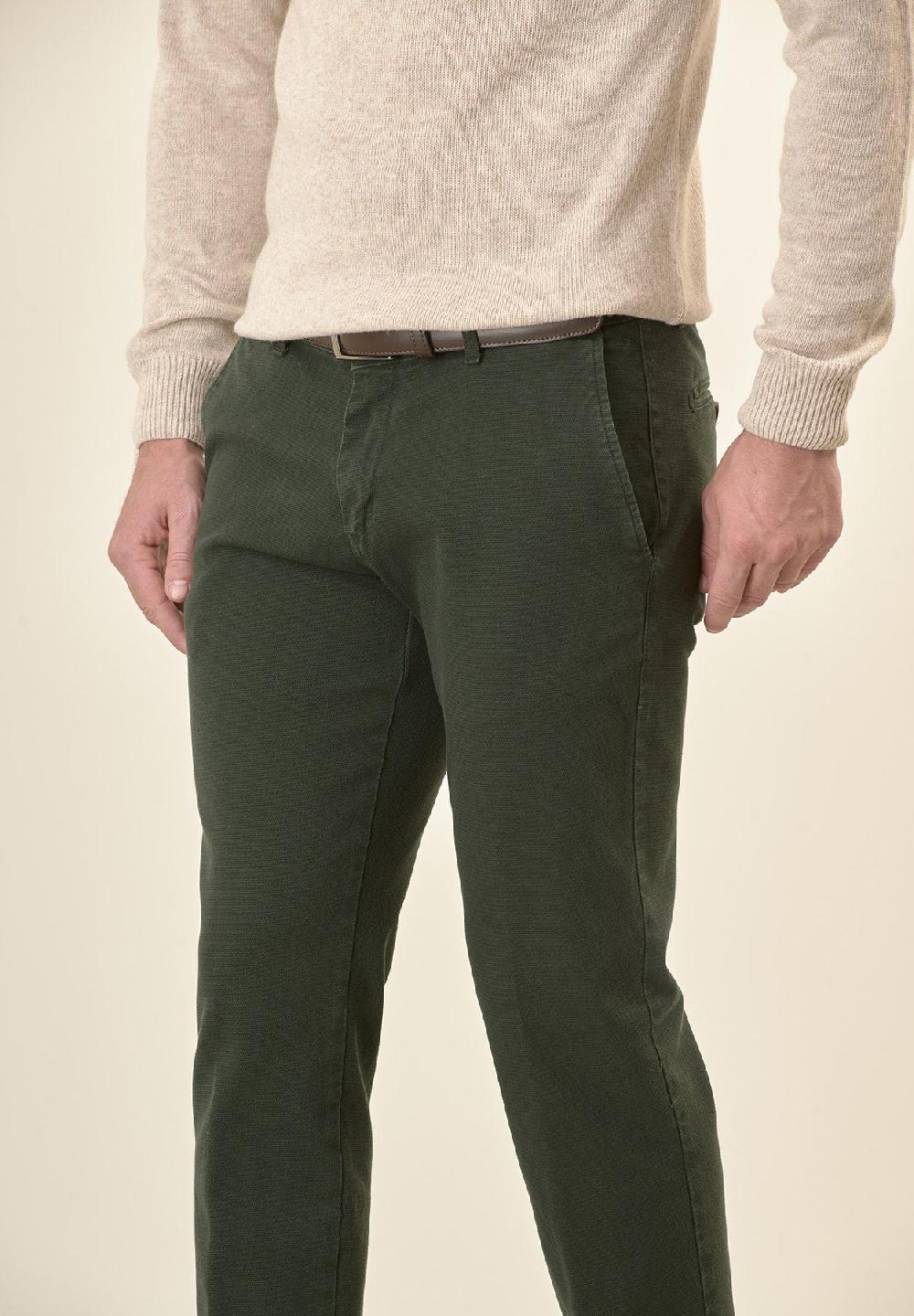 Angelico Pantalone verde microstruttura cotone stretch slim fit I Più Venduti