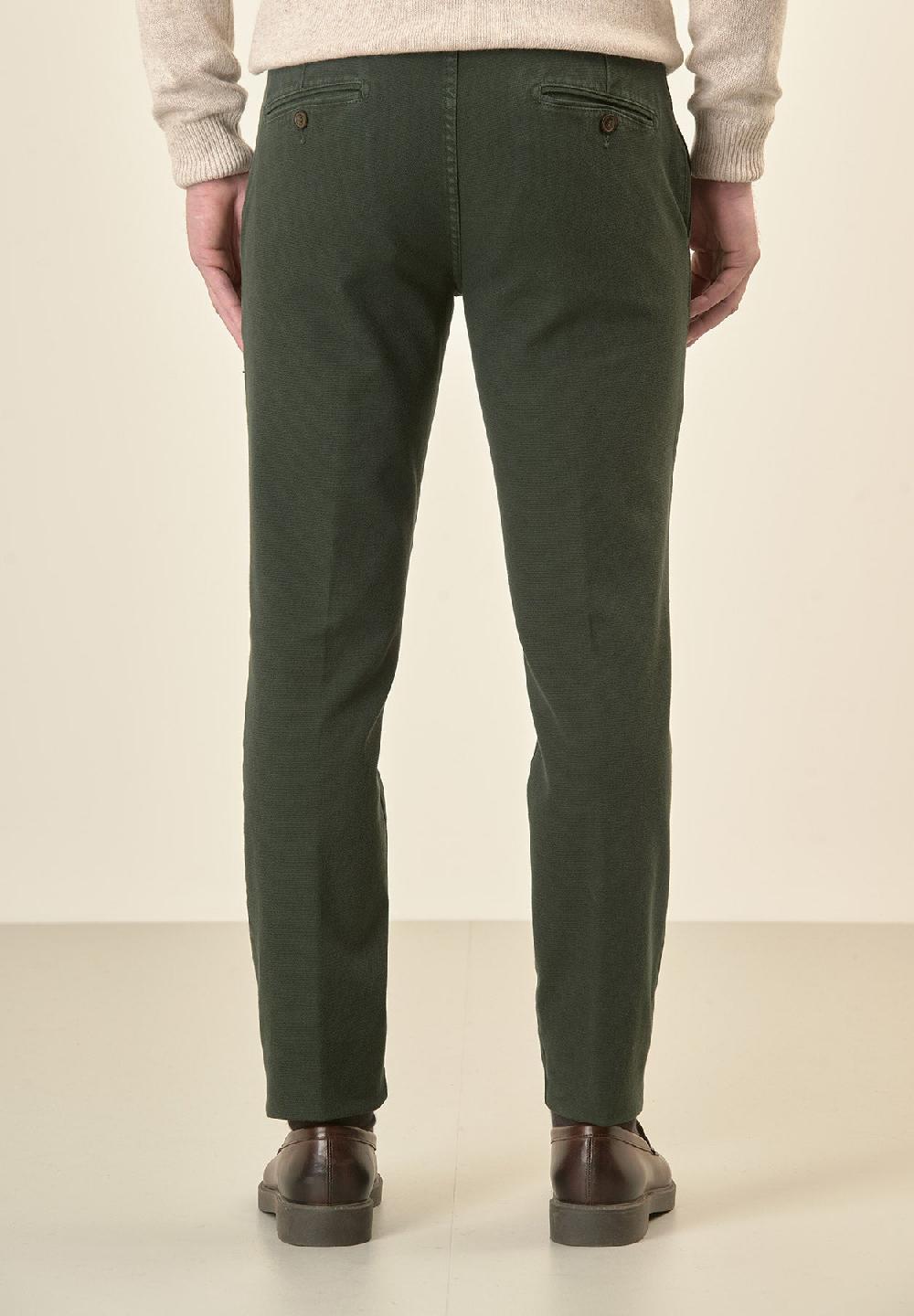 Angelico Pantalone verde microstruttura cotone stretch slim fit I Più Venduti