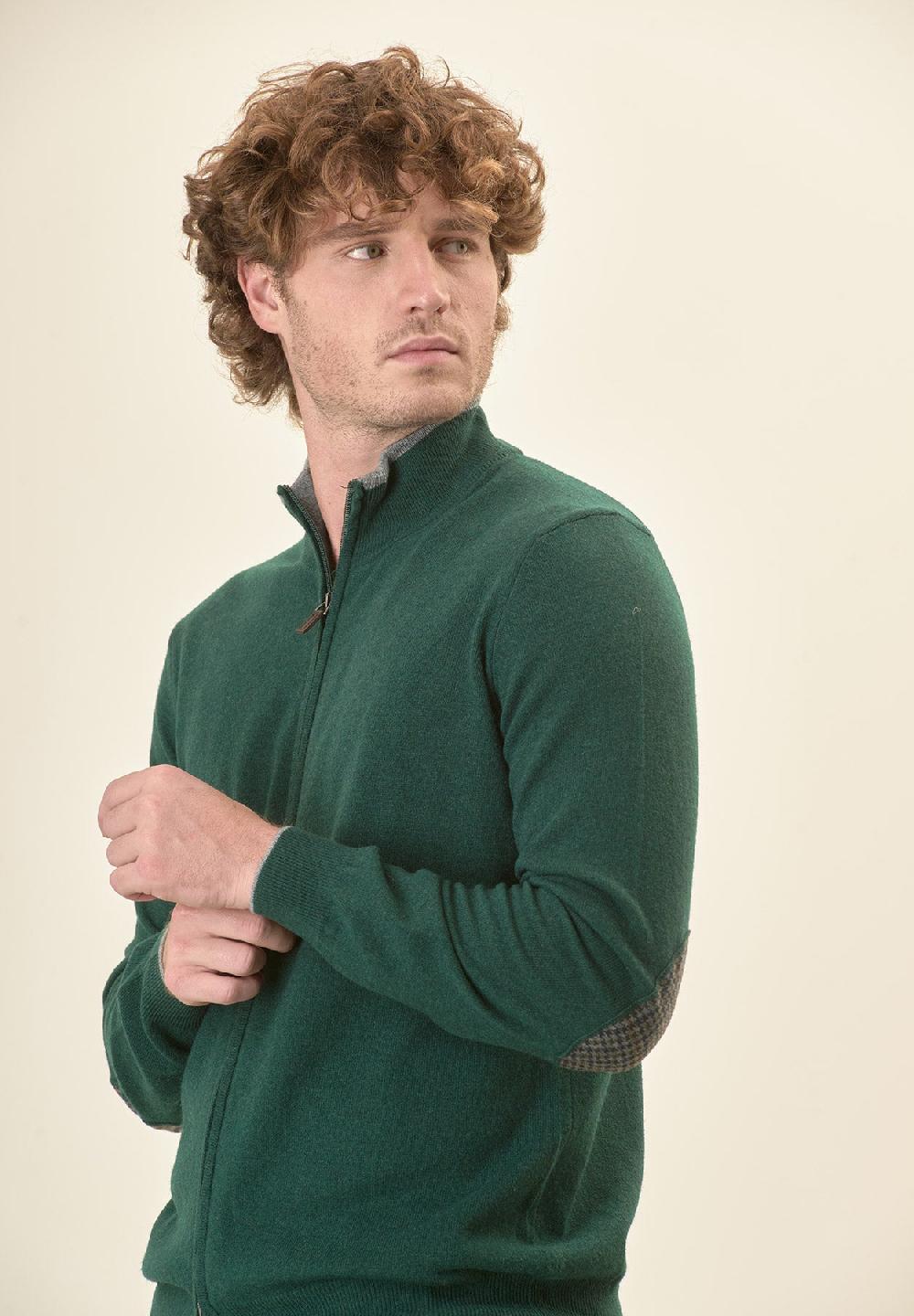 Angelico Giacca zip verde toppe misto cashmere Vendite Flash