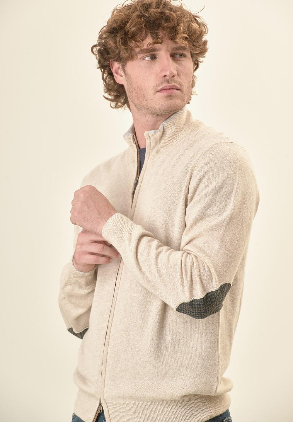 Angelico Giacca zip beige toppe misto cashmere Negozio