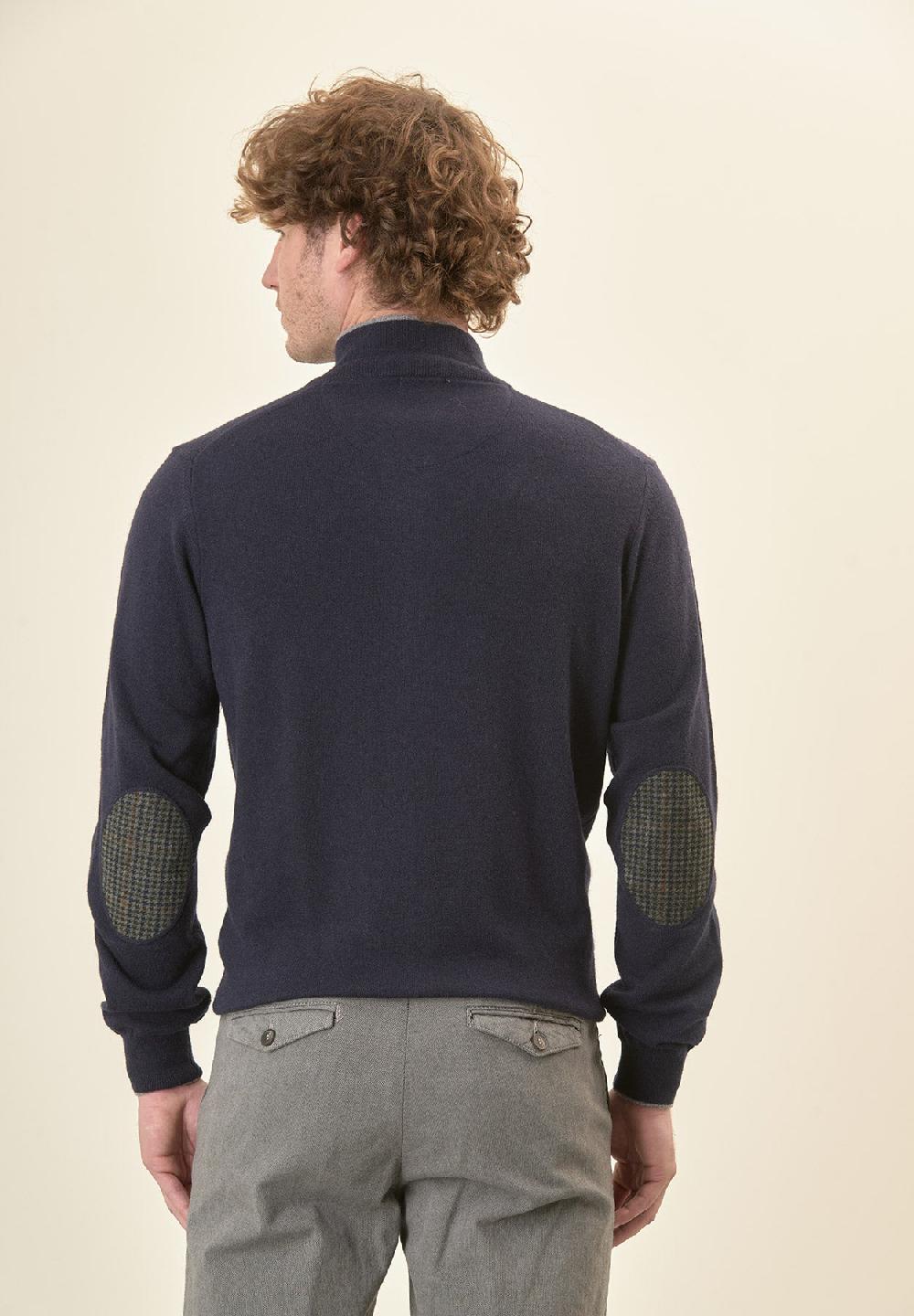 Angelico Giacca zip blu navy toppe misto cashmere In Saldo