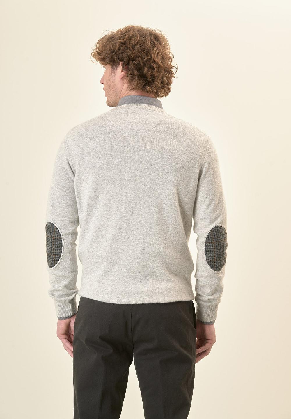 Angelico Scollo V grigio chiaro militare toppe Moda