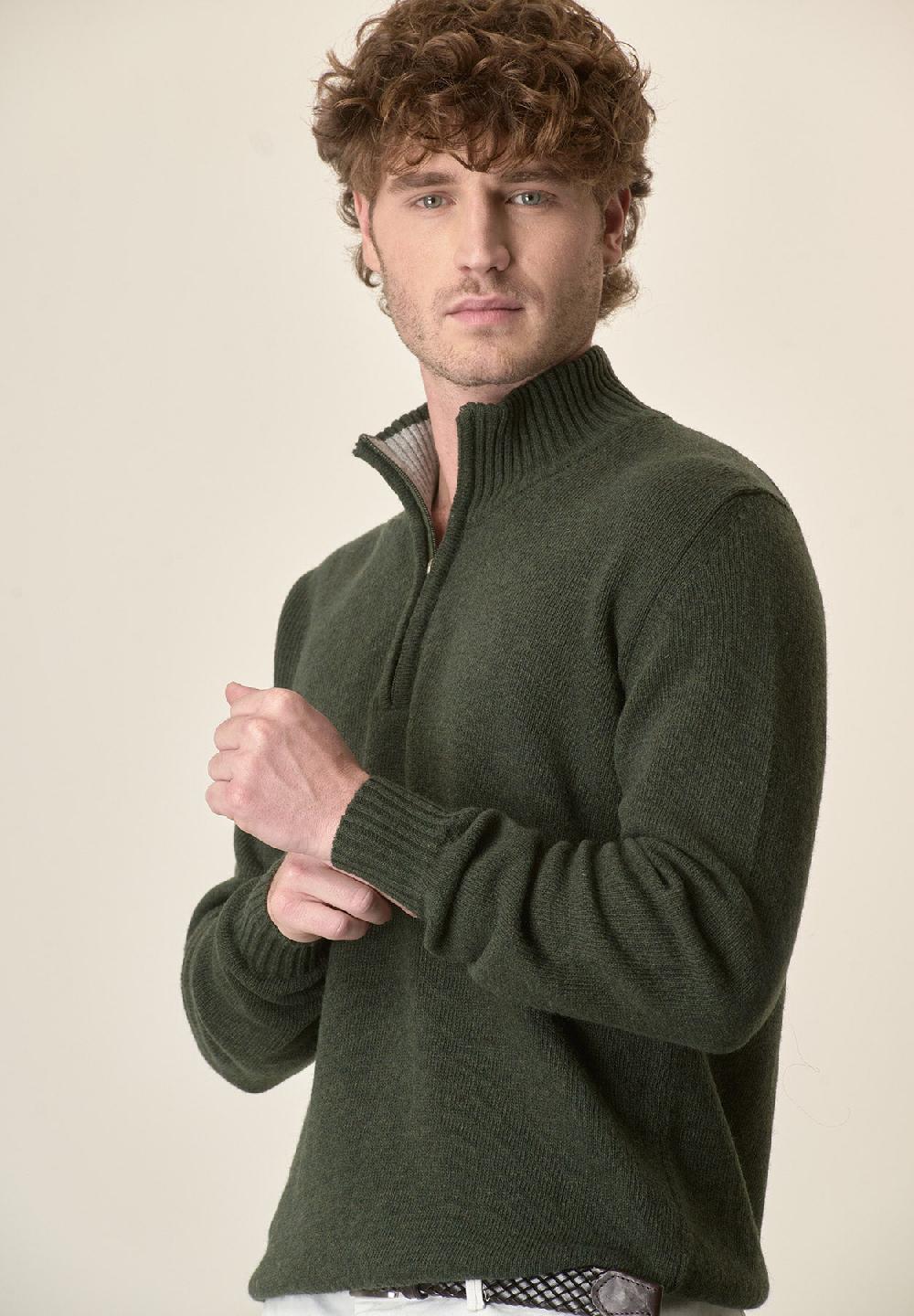 Angelico Lupetto zip verde misto lana 2025