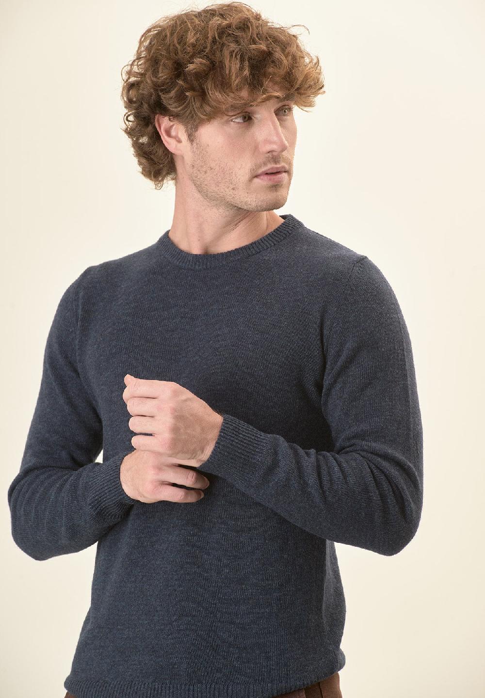 Angelico Girocollo blu denim misto cashmere In Linea