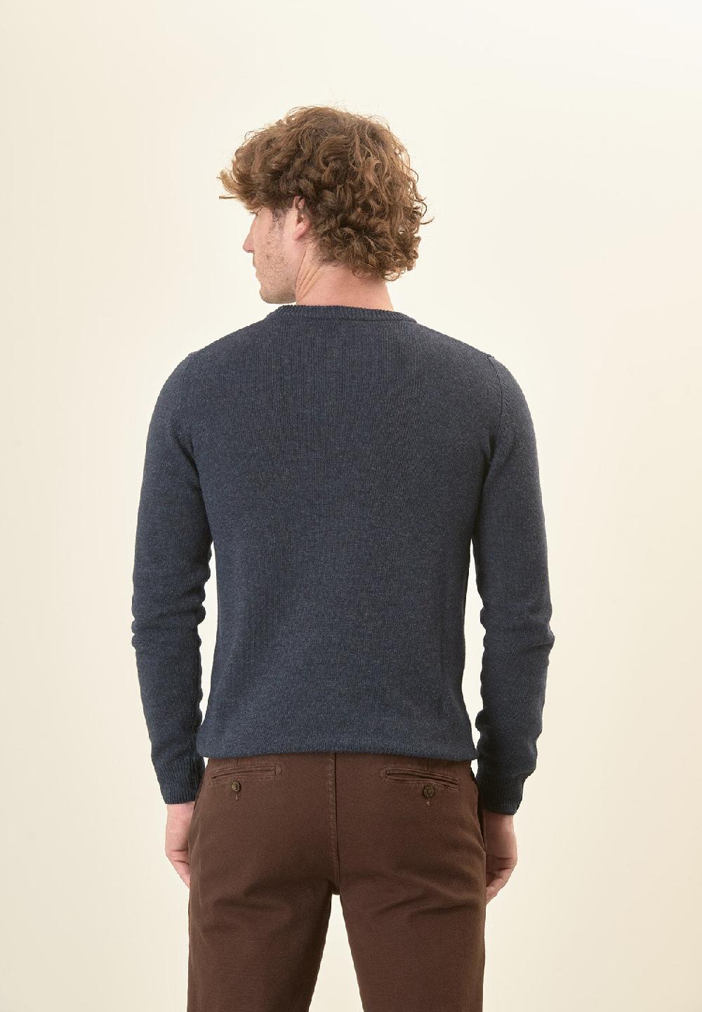 Angelico Girocollo blu denim misto cashmere In Linea