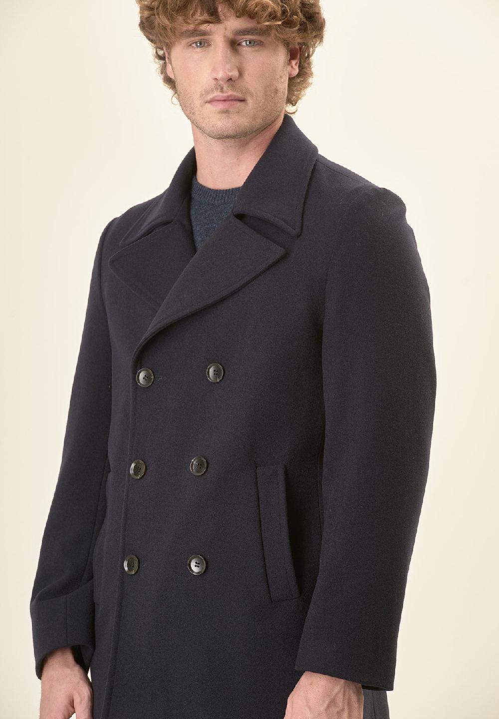 Angelico Peacoat blu doppiopetto misto lana Qualità