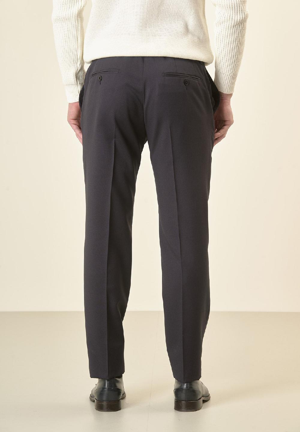 Angelico Pantalone blu sallia lana vergine stretch custom fit Vendita