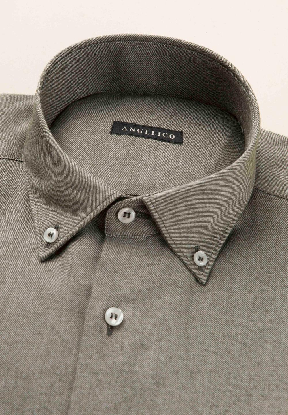 Angelico Camicia verde flanella cotone regular fit Negozi Online