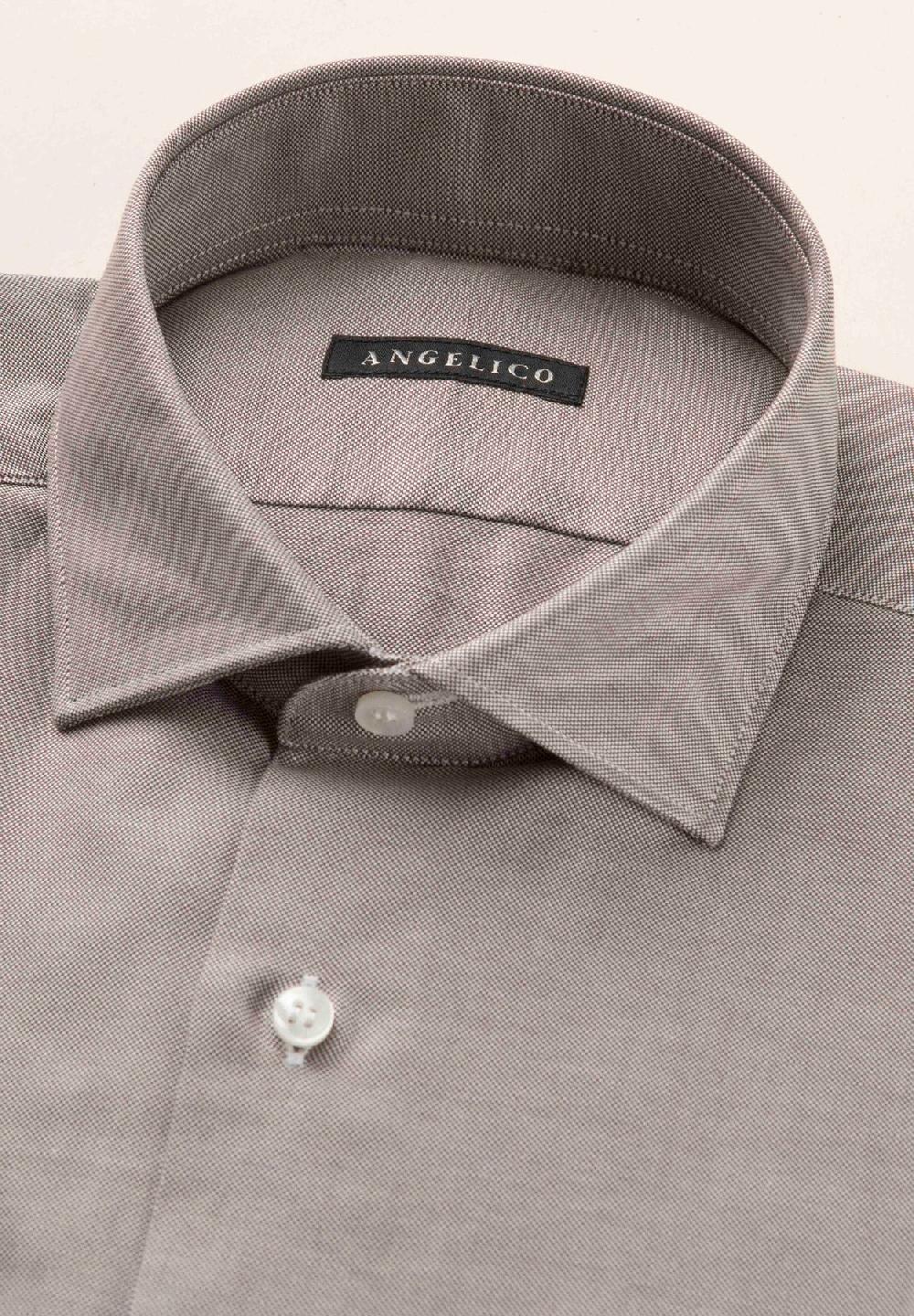 Angelico Camicia marrone oxford cotone slim fit Promozione Limitata
