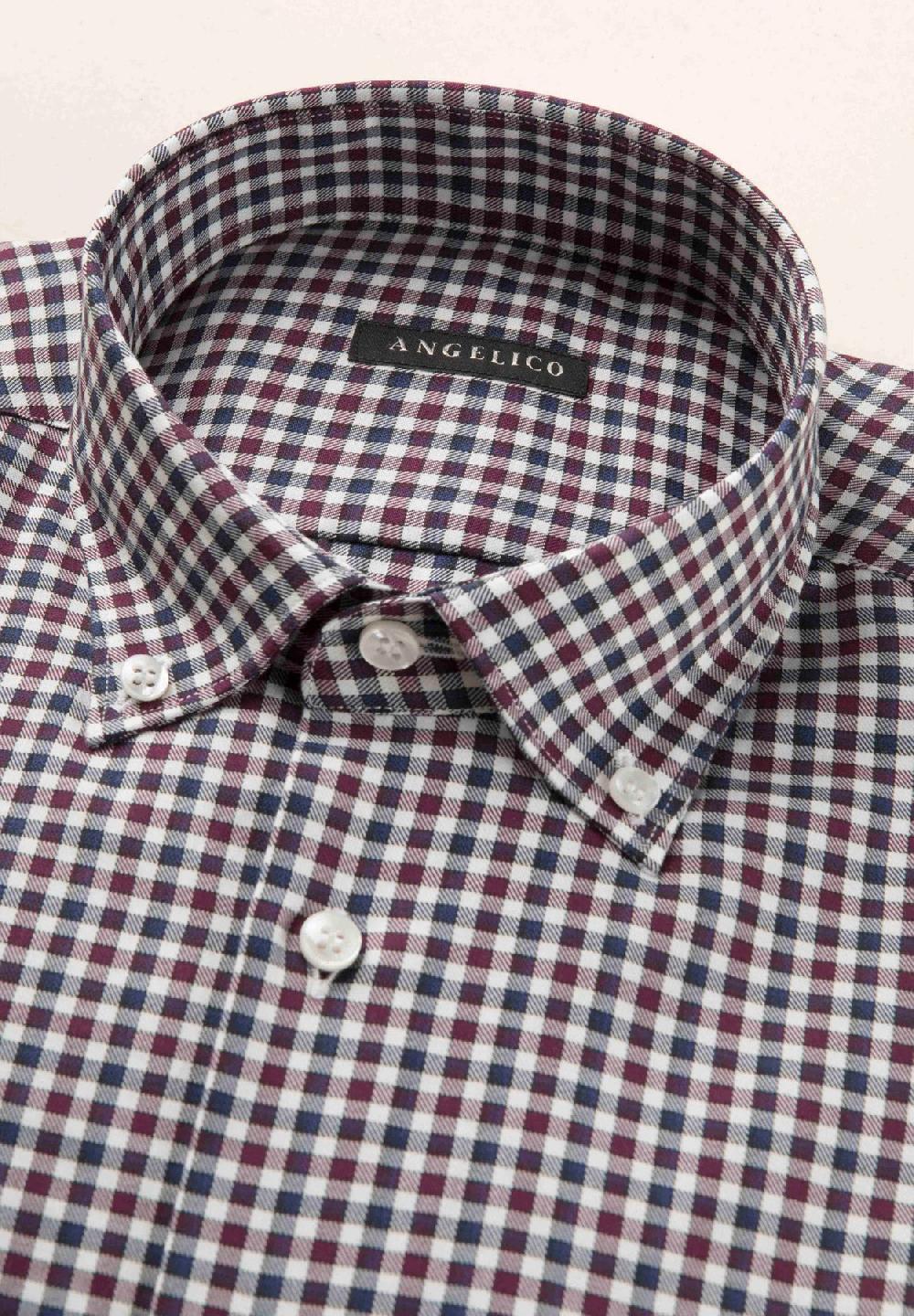 Angelico Camicia blu bordeaux quadretto cotone regular fit Affare Del Giorno