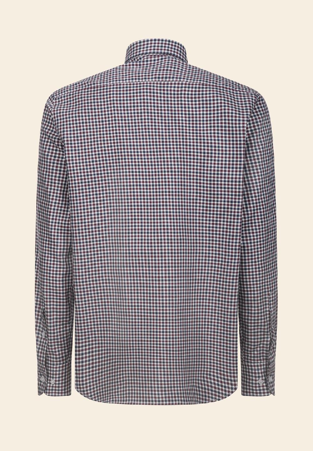 Angelico Camicia blu bordeaux quadretto cotone regular fit Affare Del Giorno