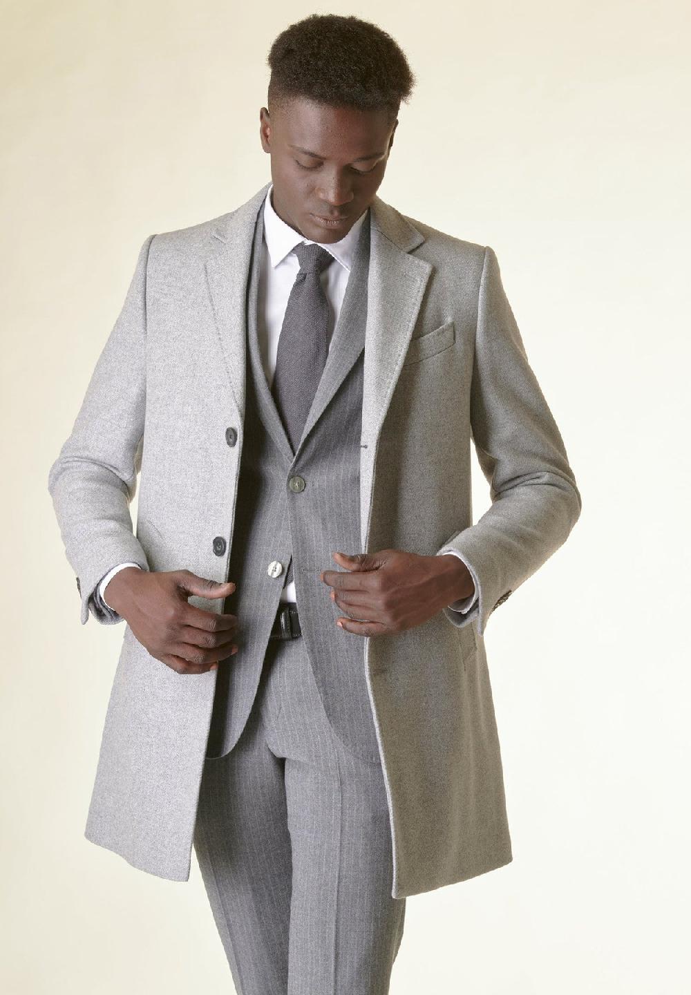 Angelico Cappotto grigio melange lana Sconto