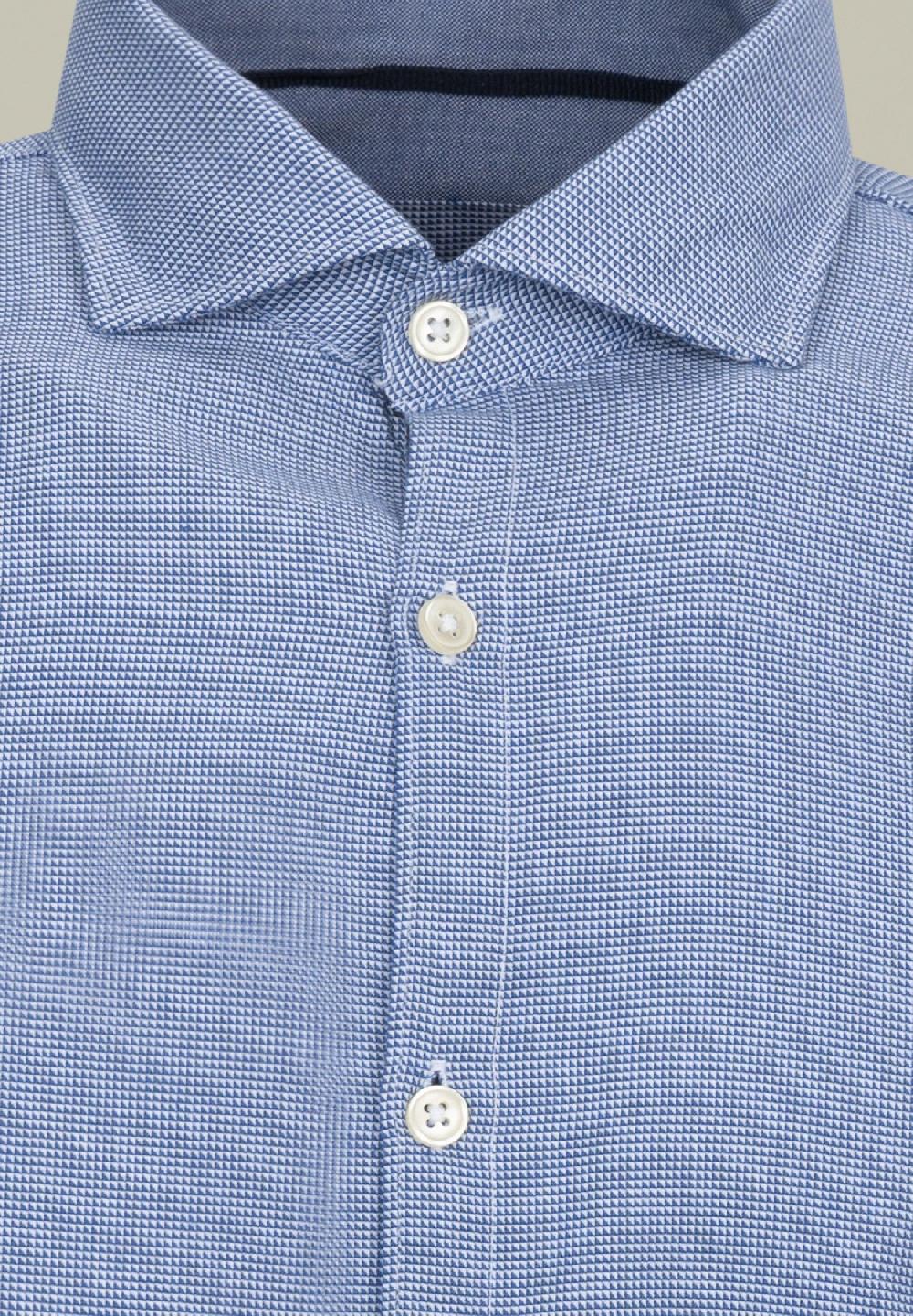 Angelico Camicia azzurra microdisegno jacquard regular fit Offerta