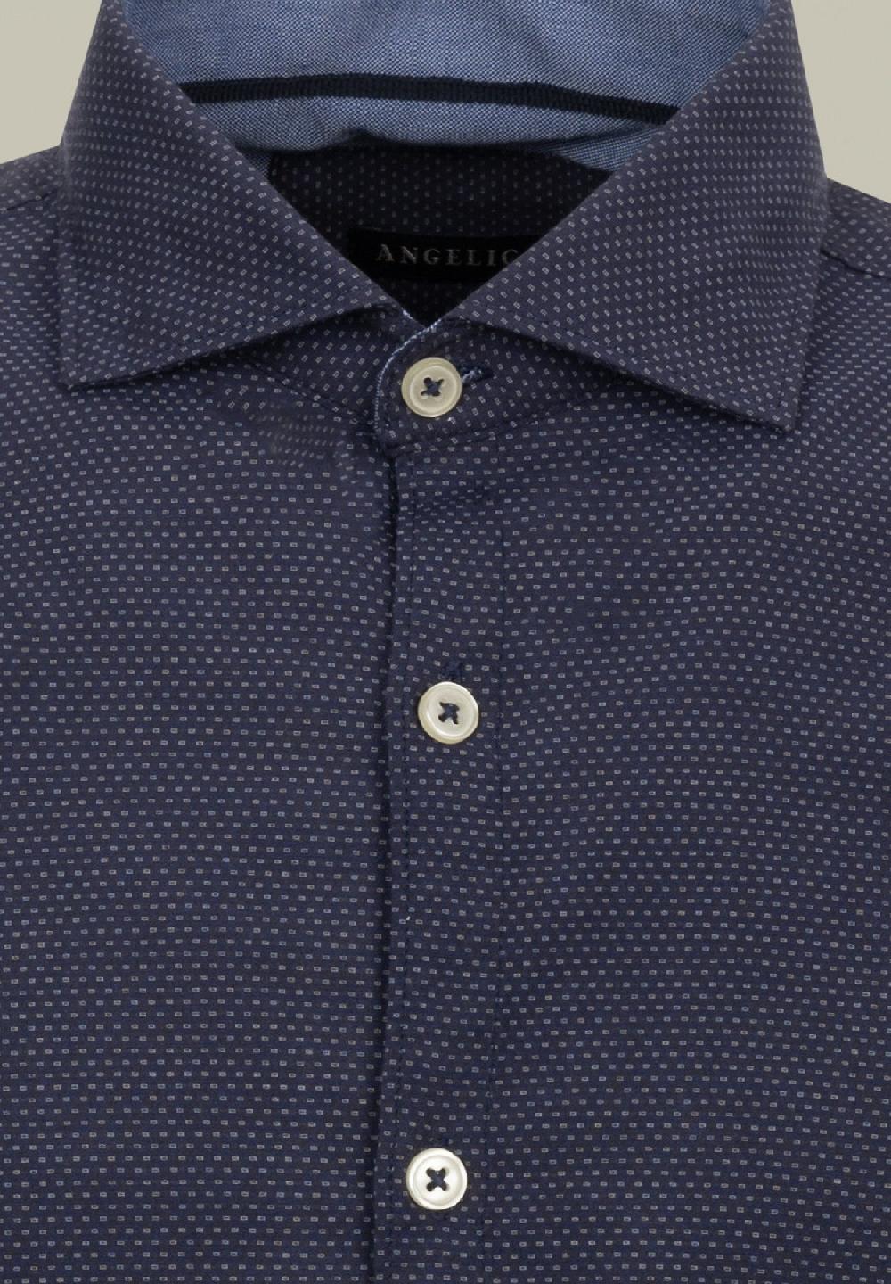 Angelico Camicia blu microdisegno jaquard regular fit Economico