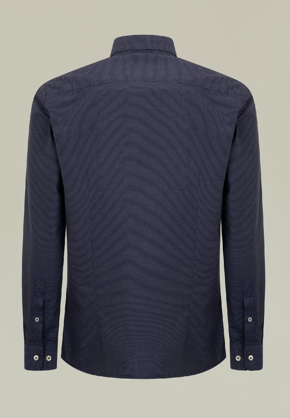 Angelico Camicia blu microdisegno jaquard regular fit Economico