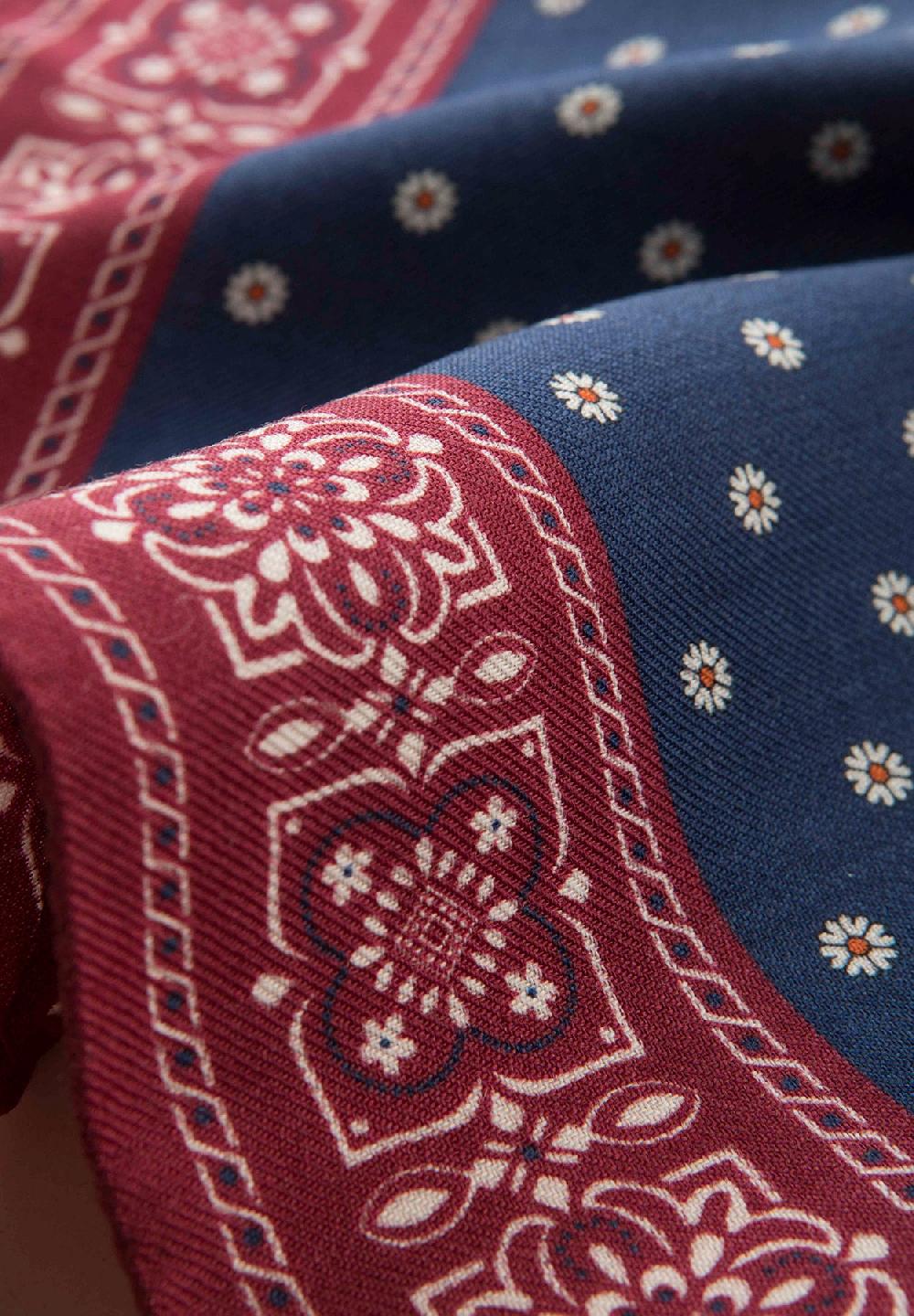 Angelico Pochette blu bordeaux fantasia fiorata lana Offerte