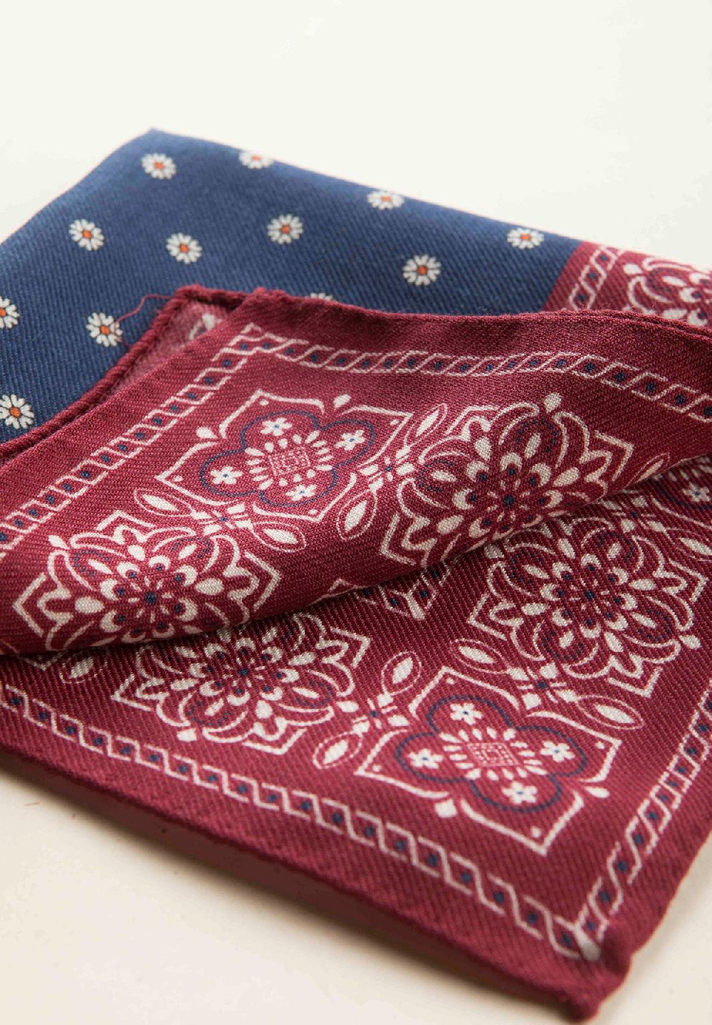 Angelico Pochette blu bordeaux fantasia fiorata lana Offerte