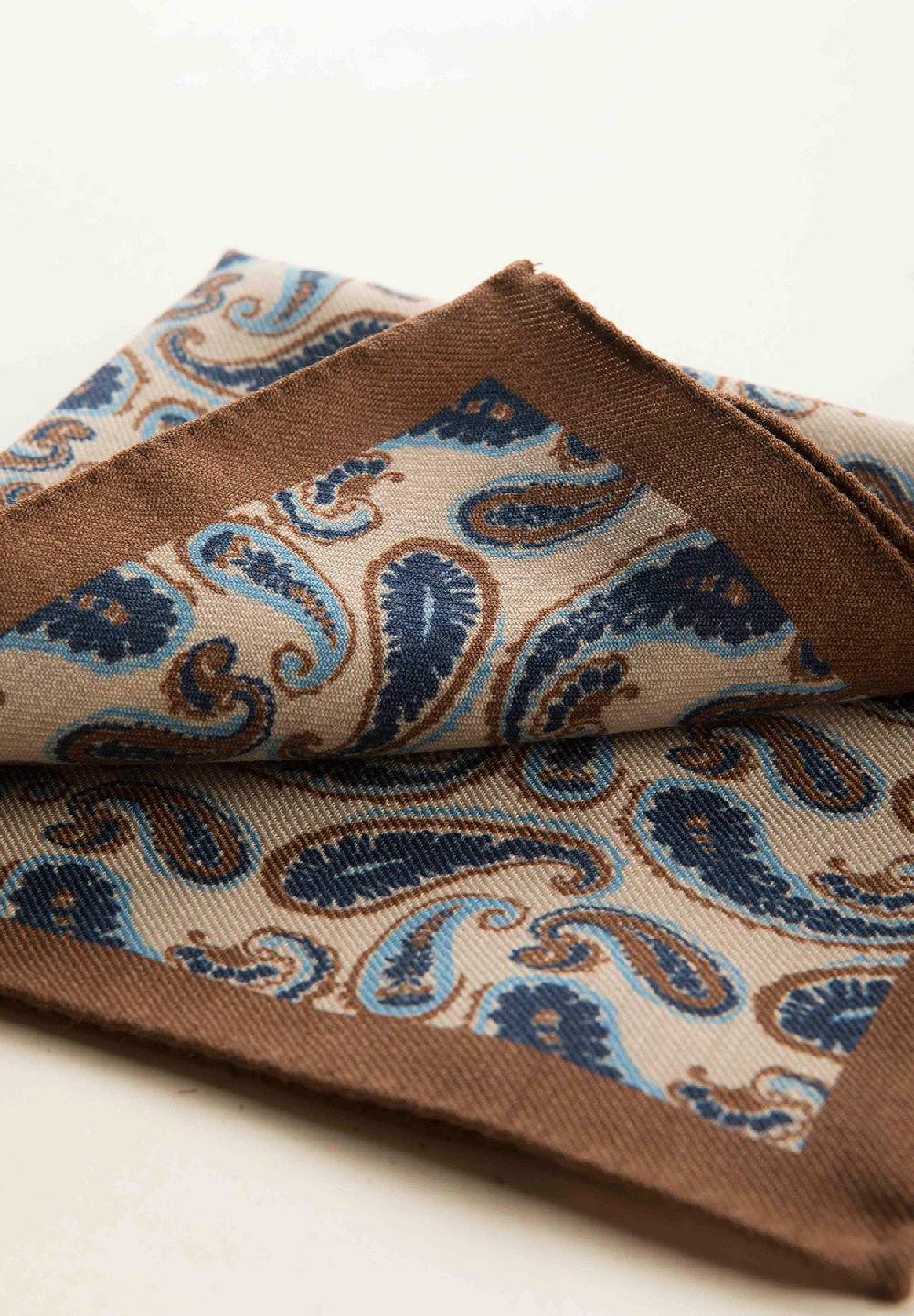 Angelico Pochette beige blu fantasia cashmere lana Hotsell