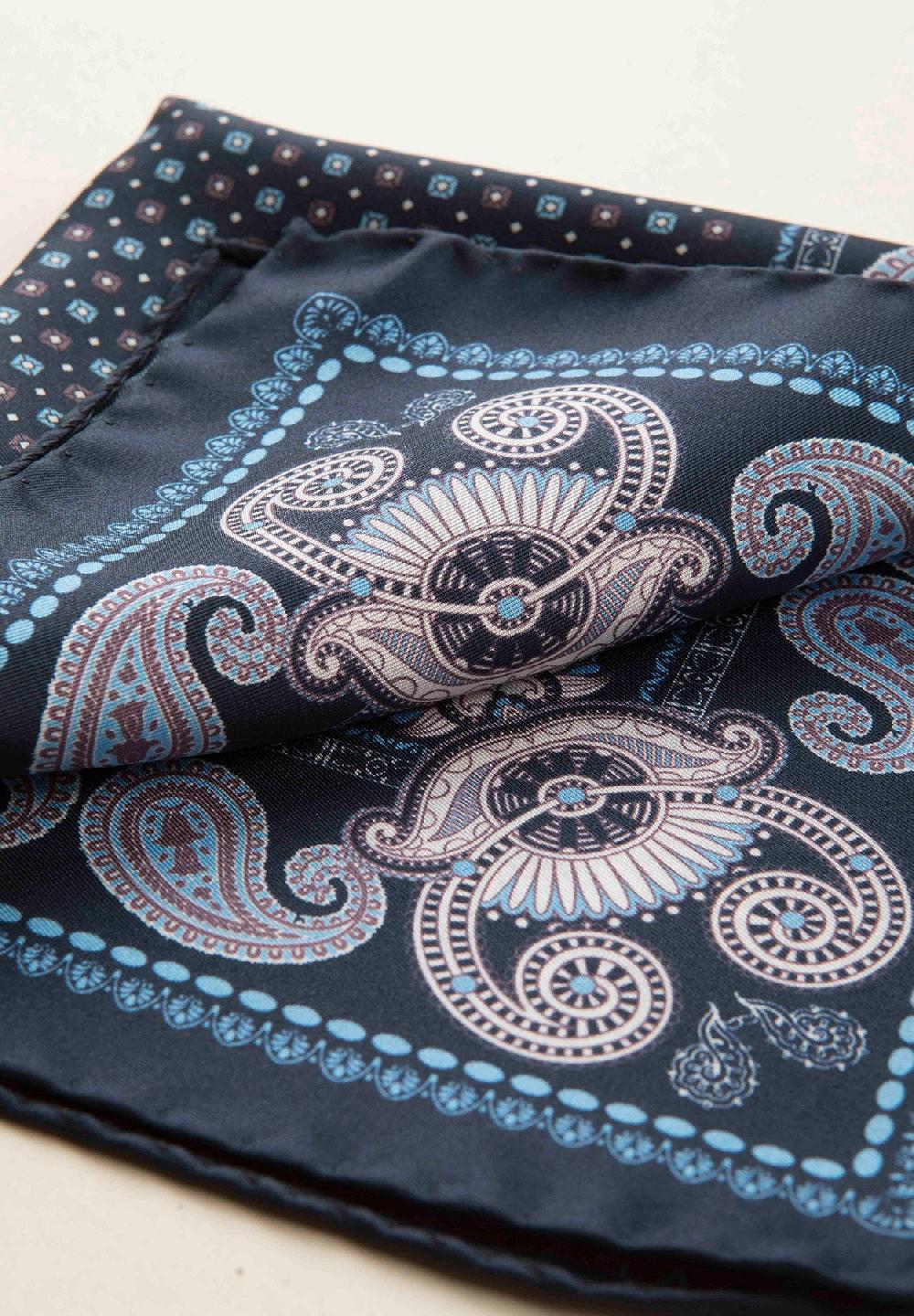 Angelico Pochette blu azzurra fantasia cashmere seta Vendita Economica