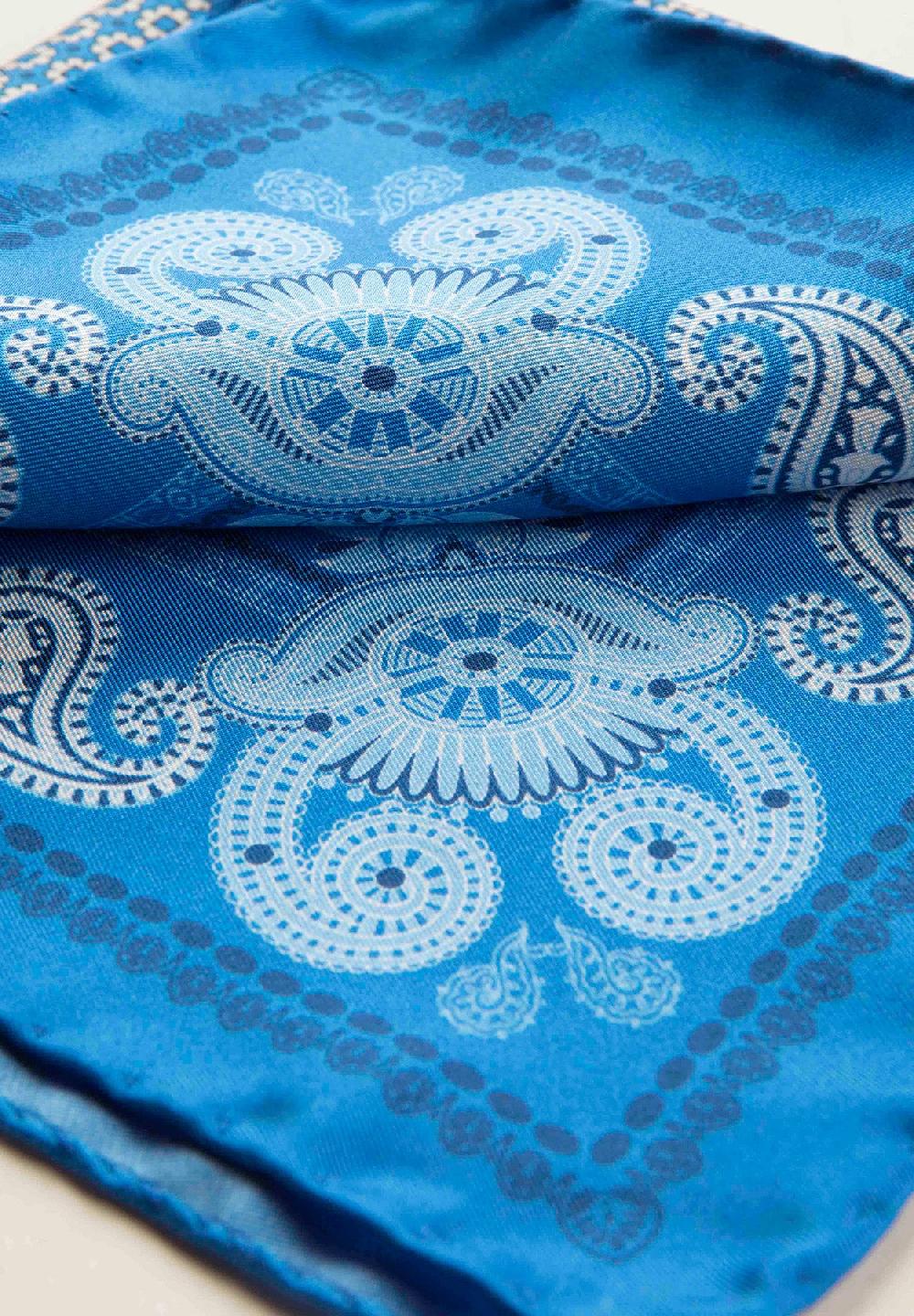 Angelico Pochette celeste azzurra fantasia cashmere seta Saldi Di Fabbrica