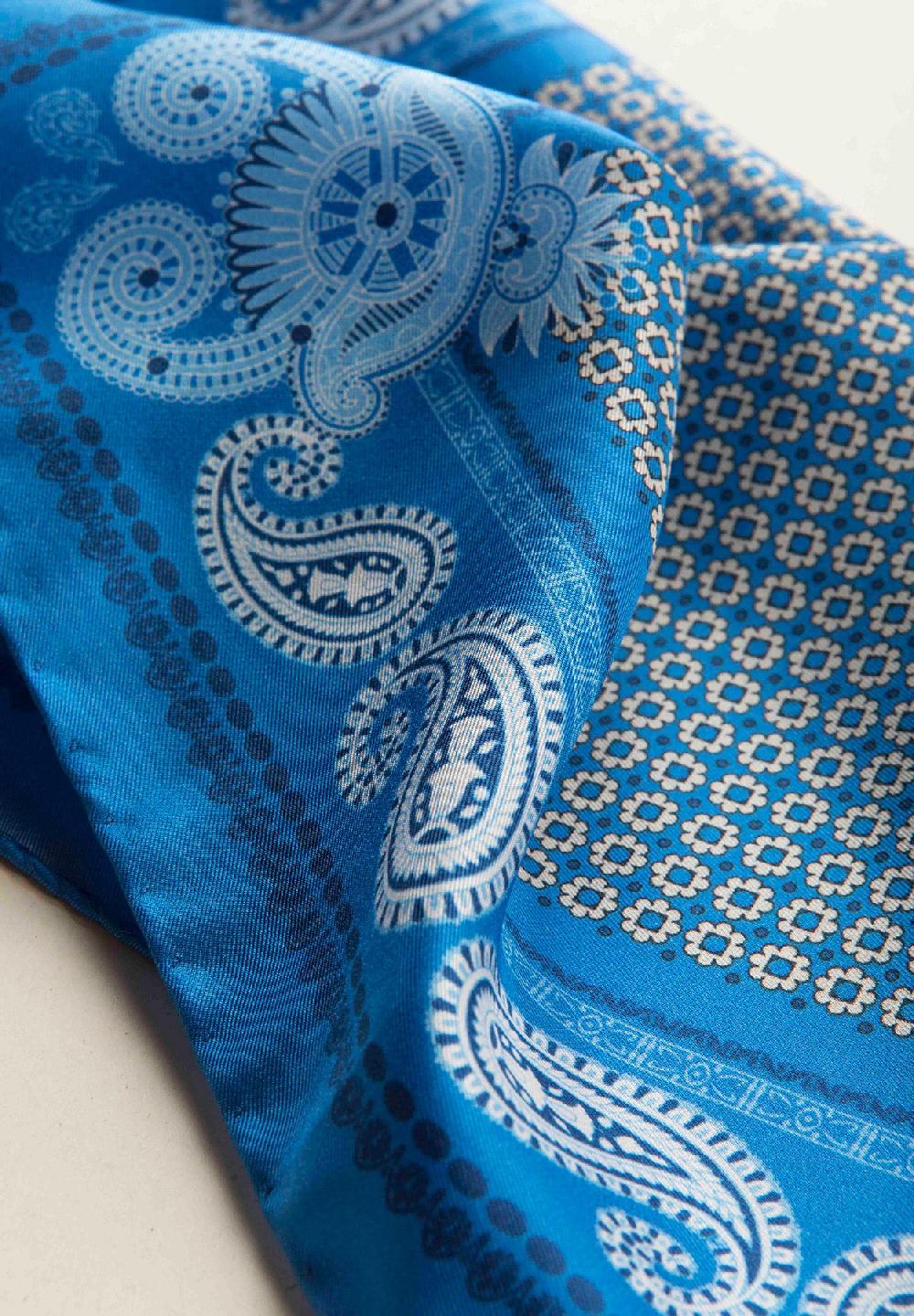 Angelico Pochette celeste azzurra fantasia cashmere seta Saldi Di Fabbrica