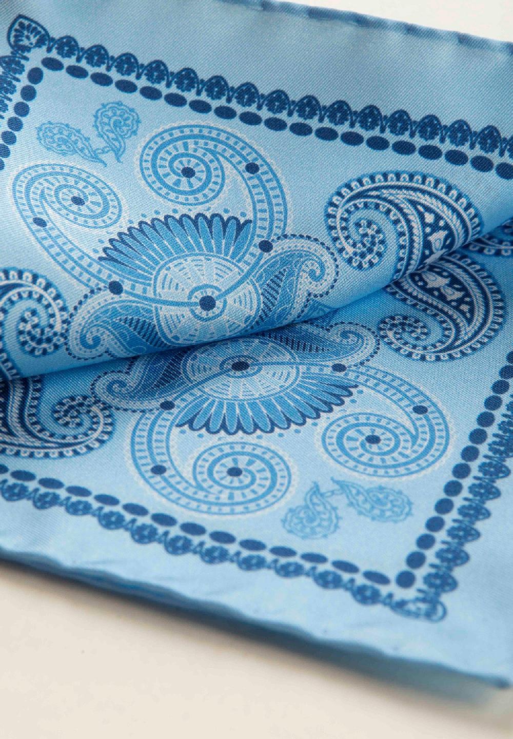 Angelico Pochette azzurra blu fantasia cashmere seta Vendite Flash