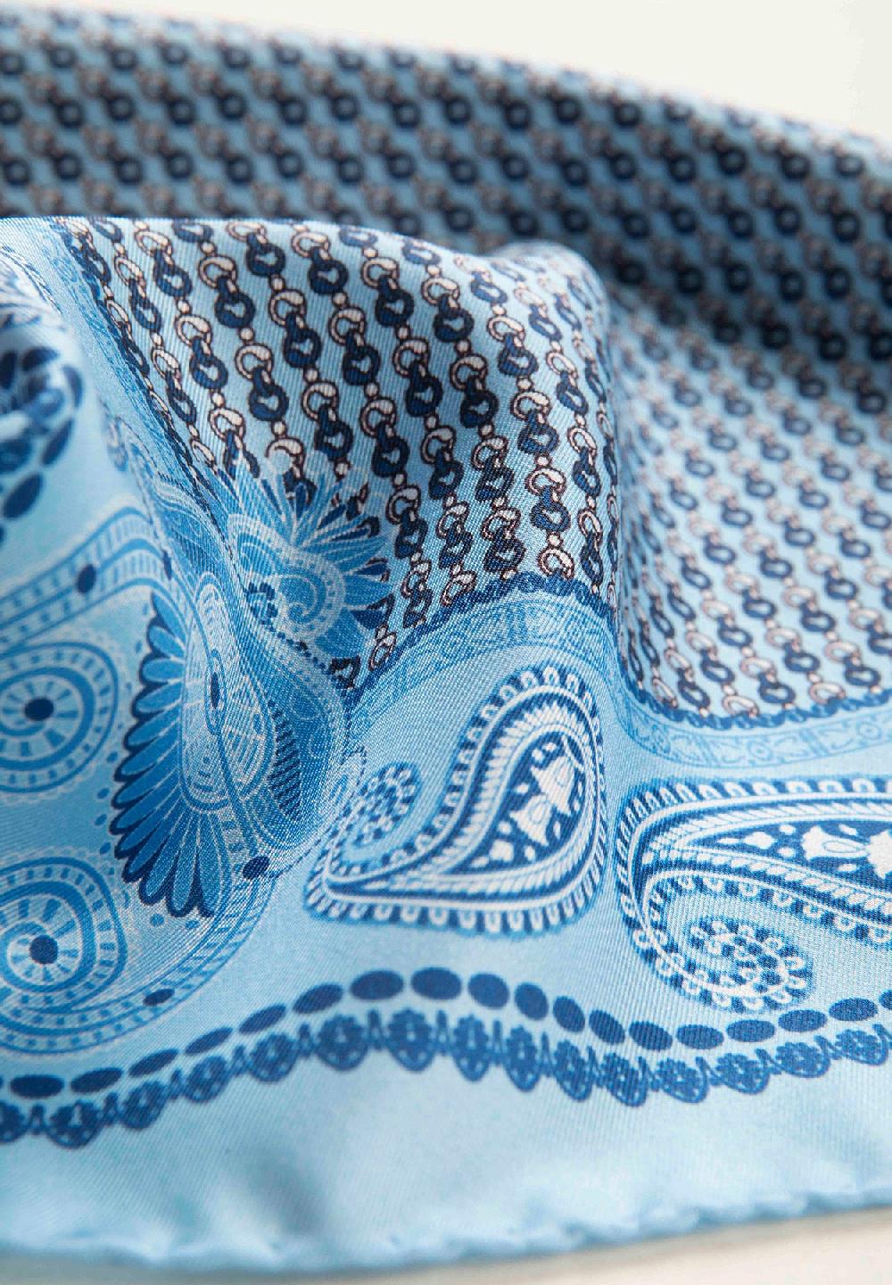 Angelico Pochette azzurra blu fantasia cashmere seta Vendite Flash