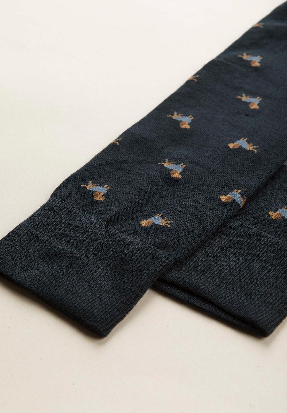 Angelico Calza blu scuro fantasia cani cotone stretch Acquista Ora